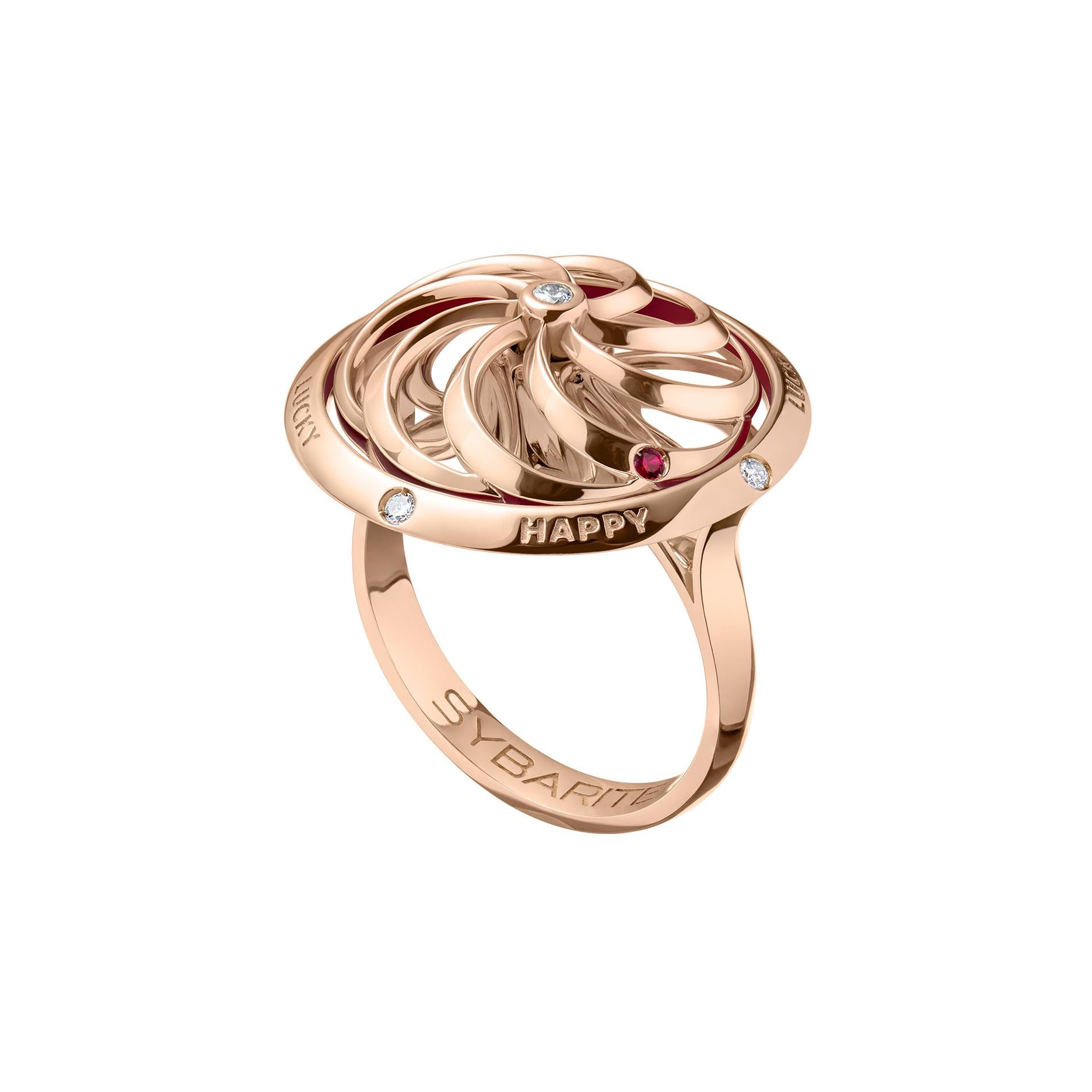 Contemporary Fortune Kinetic Ring in Rose Gold For Sale