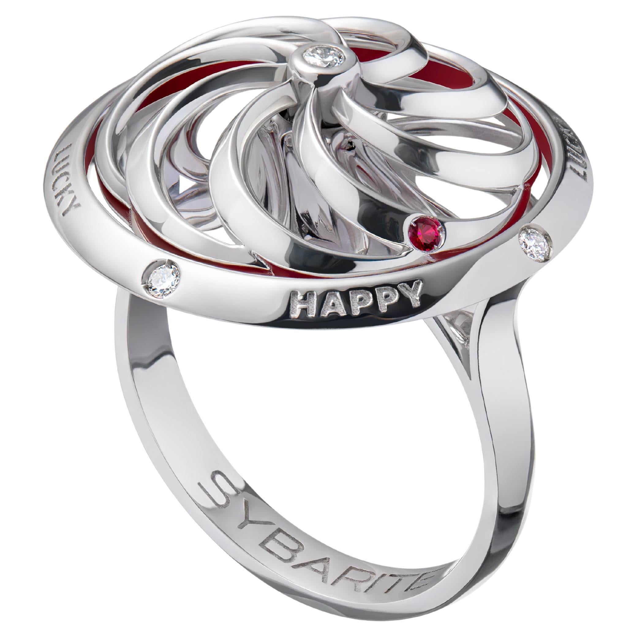 Fortune Kinetic Ring in White Gold