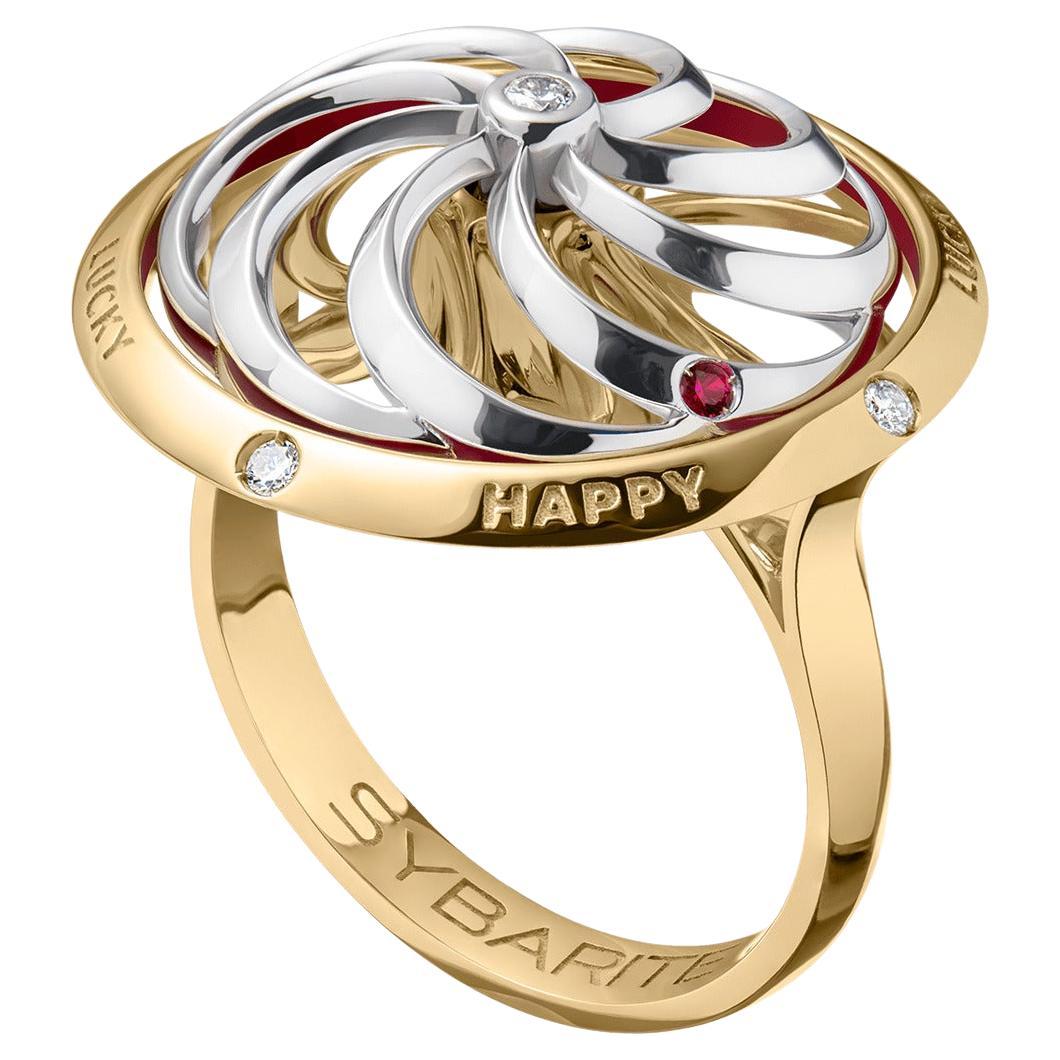 Fortune Kinetic Ring in White & Yellow Gold