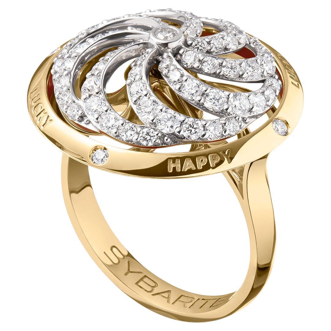 Fortune Kinetic Ring in White & Yellow Gold with White Diamonds