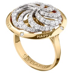 Fortune Kinetic Ring in White & Yellow Gold with White Diamonds