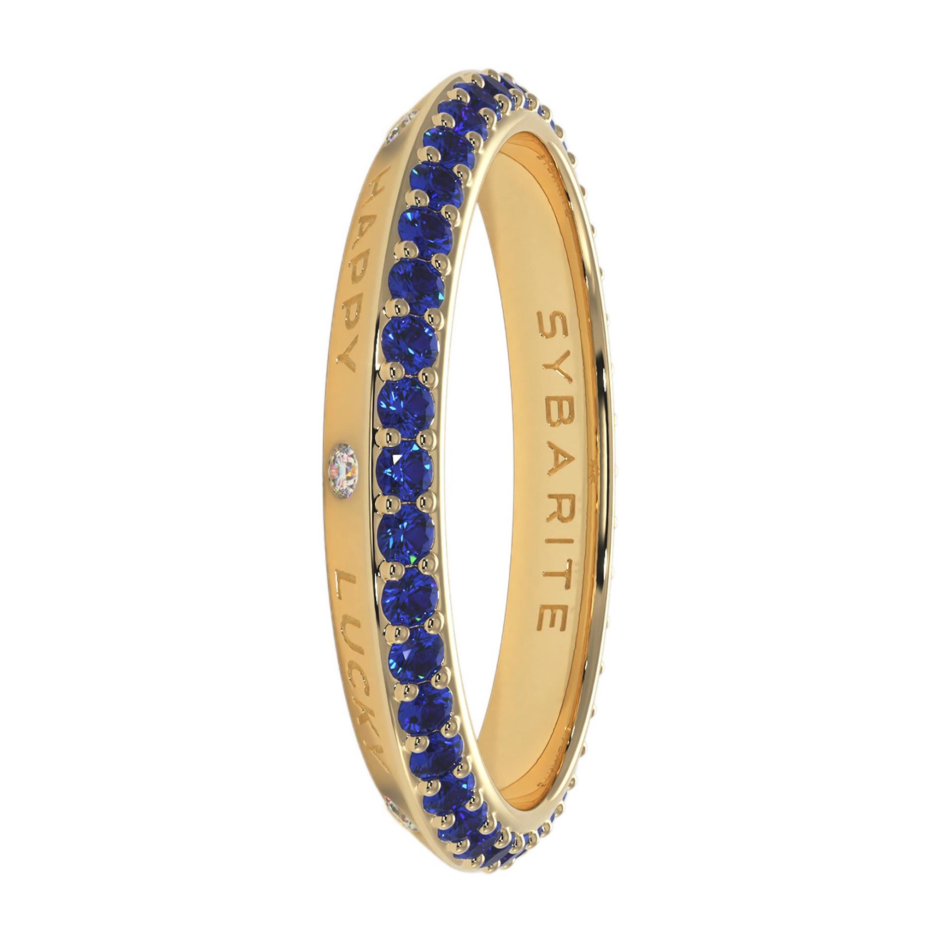 Contemporary Fortune Rainbow Band Ring Navy Blue For Sale