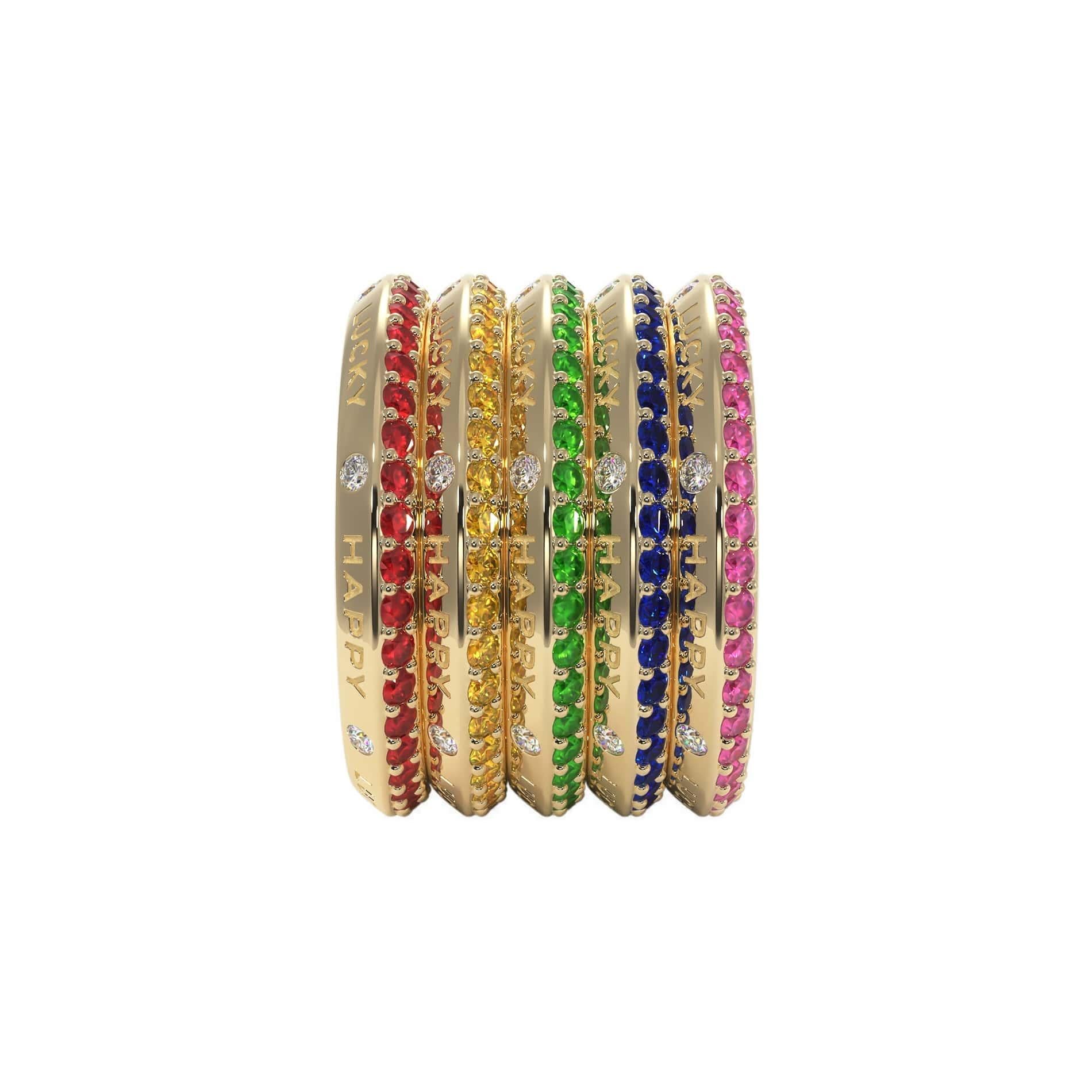 Contemporary Fortune Rainbow Band Ring Yellow For Sale