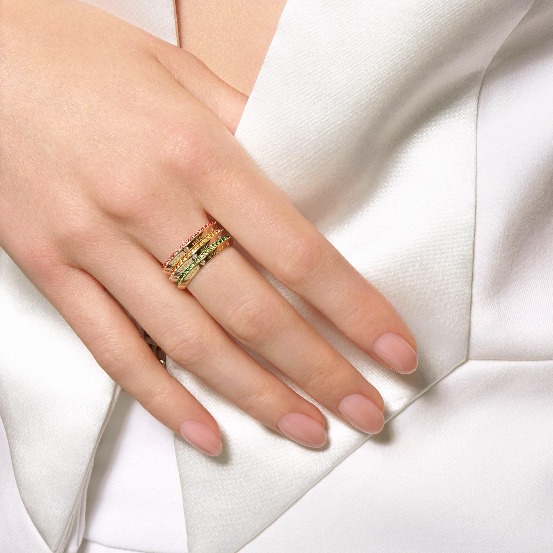 Bague jaune Fortune Rainbow Unisexe en vente