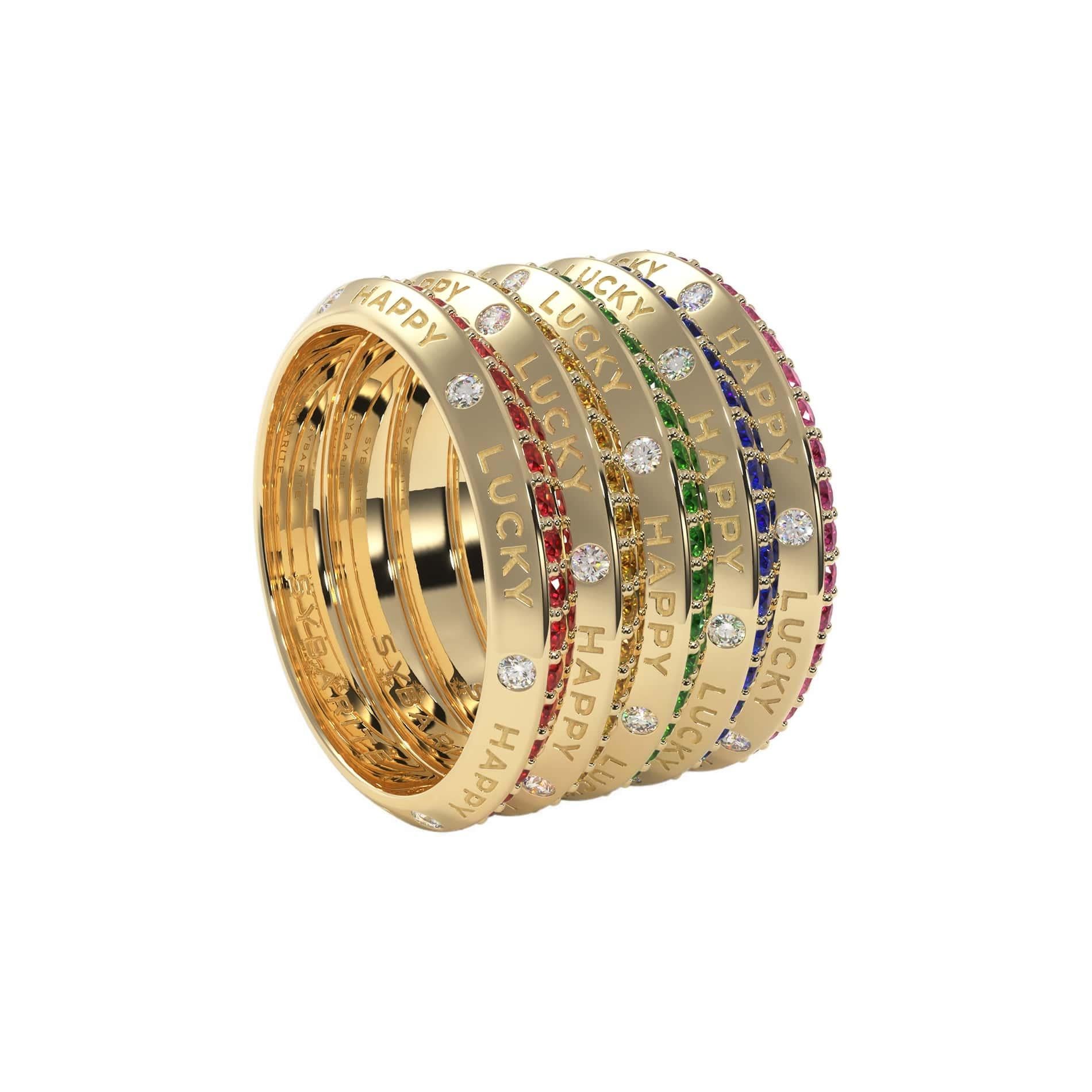 Round Cut Fortune Rainbow Pink Band Ring For Sale