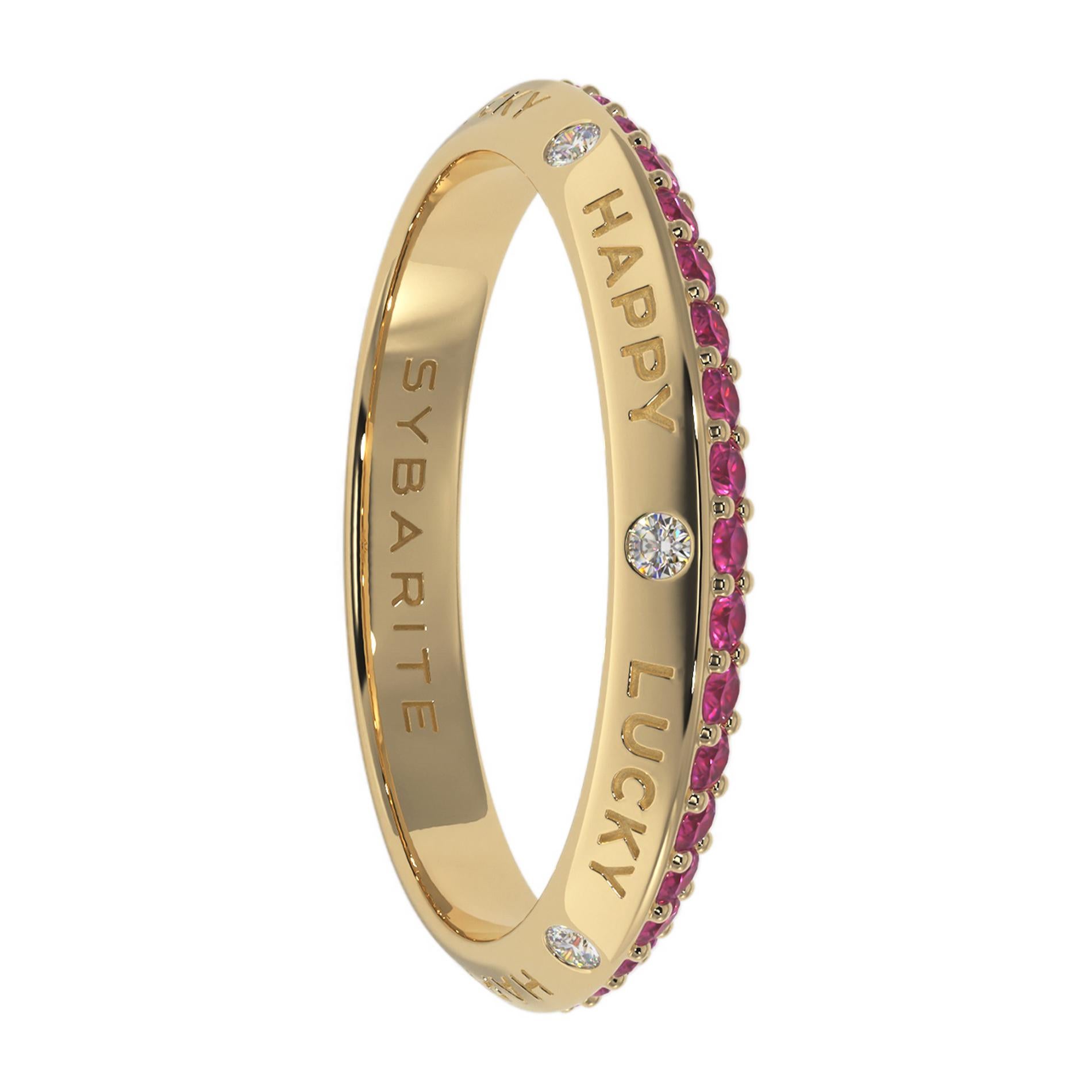 Contemporary Fortune Rainbow Pink Band Ring For Sale