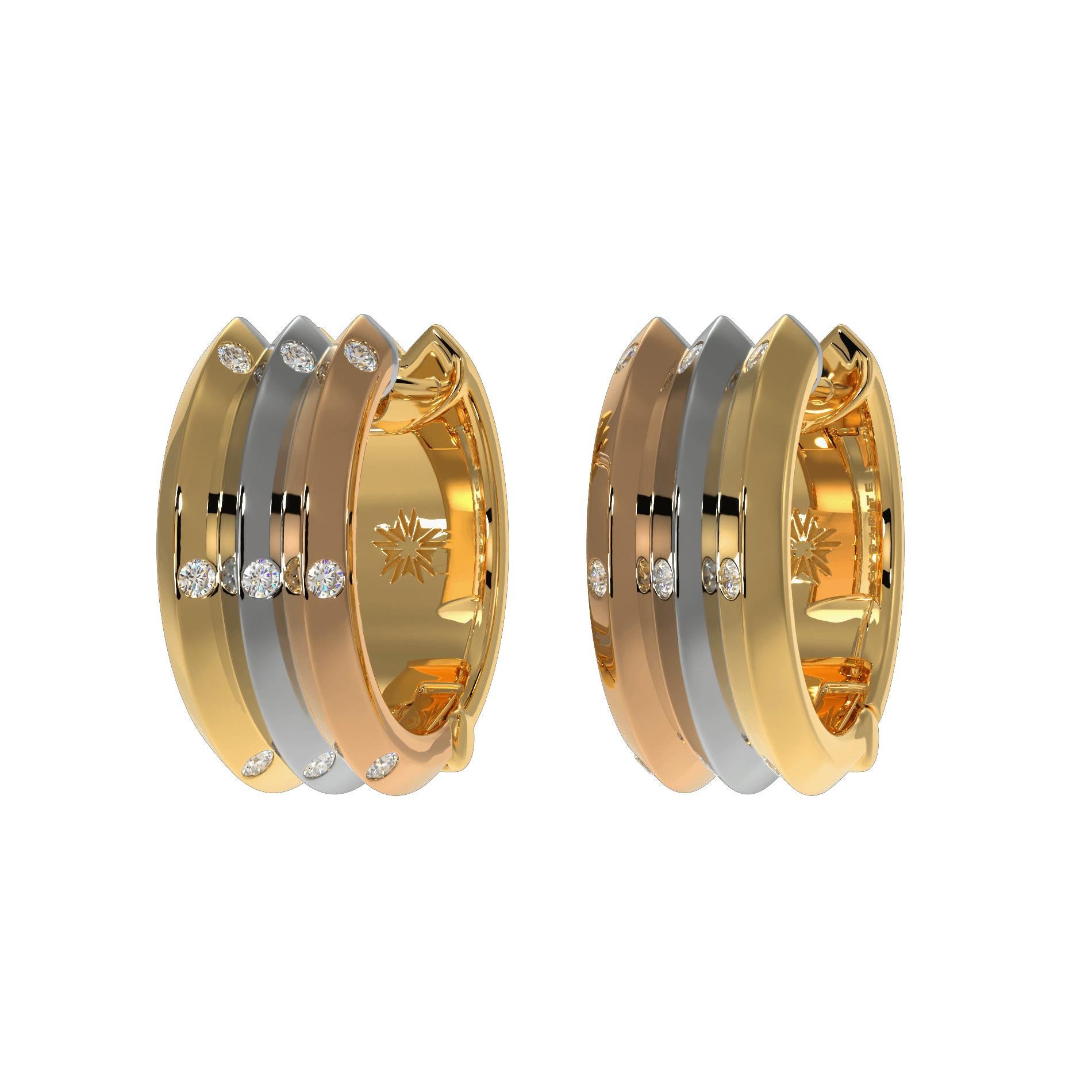 Contemporary Fortune Triad Asymmetric Earrings Pendant For Sale