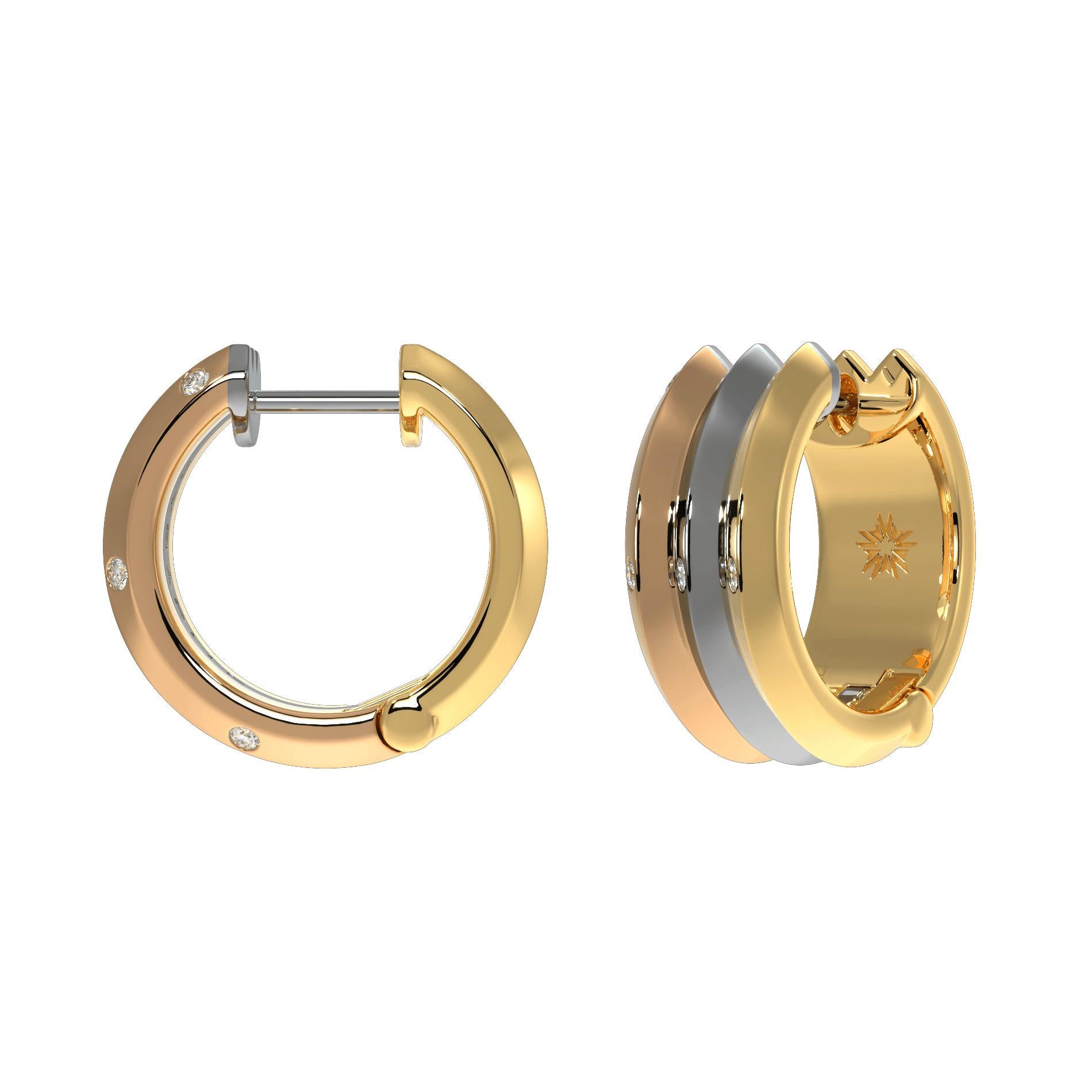 Round Cut Fortune Triad Asymmetric Earrings Pendant For Sale