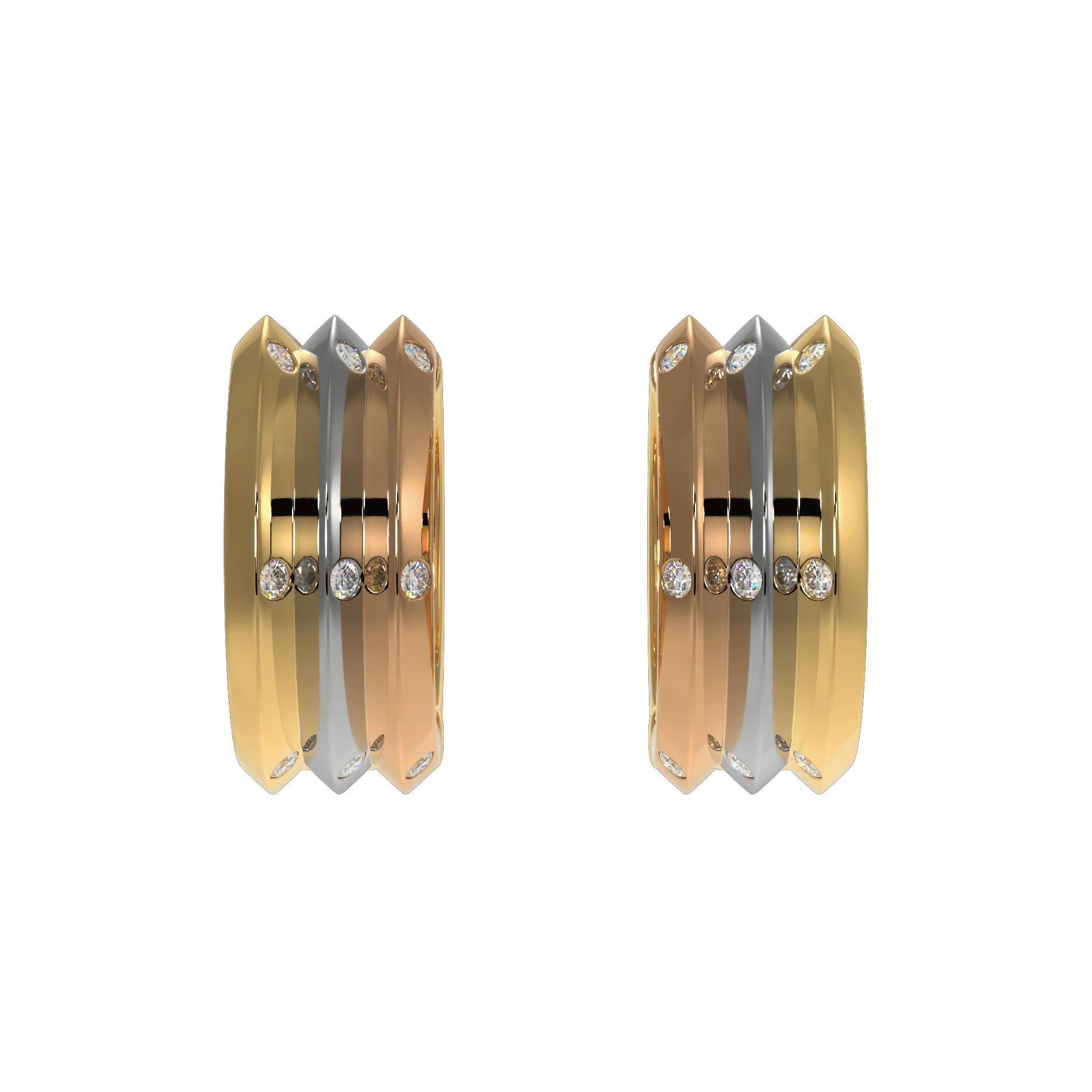 Fortune Triad Asymmetric Earrings Pendant In New Condition For Sale In London, GB
