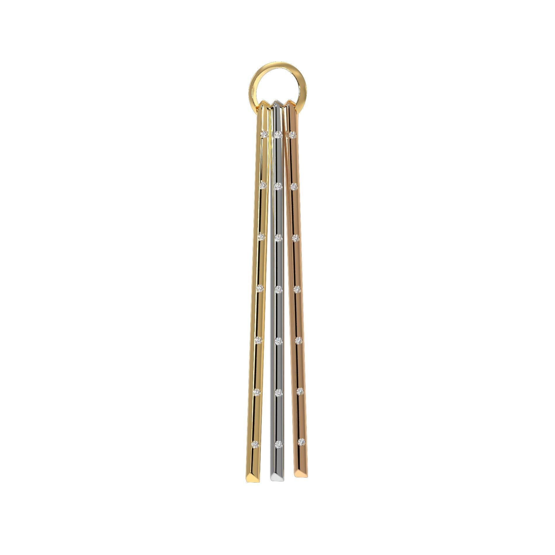 Fortune Triad Asymmetric Earrings Pendant For Sale 3
