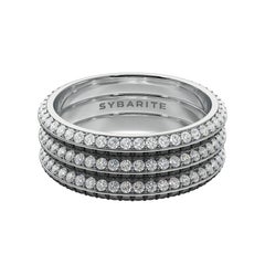 Fortune Triad Jewelry  Ring in White Gold with White & Black Diamonds