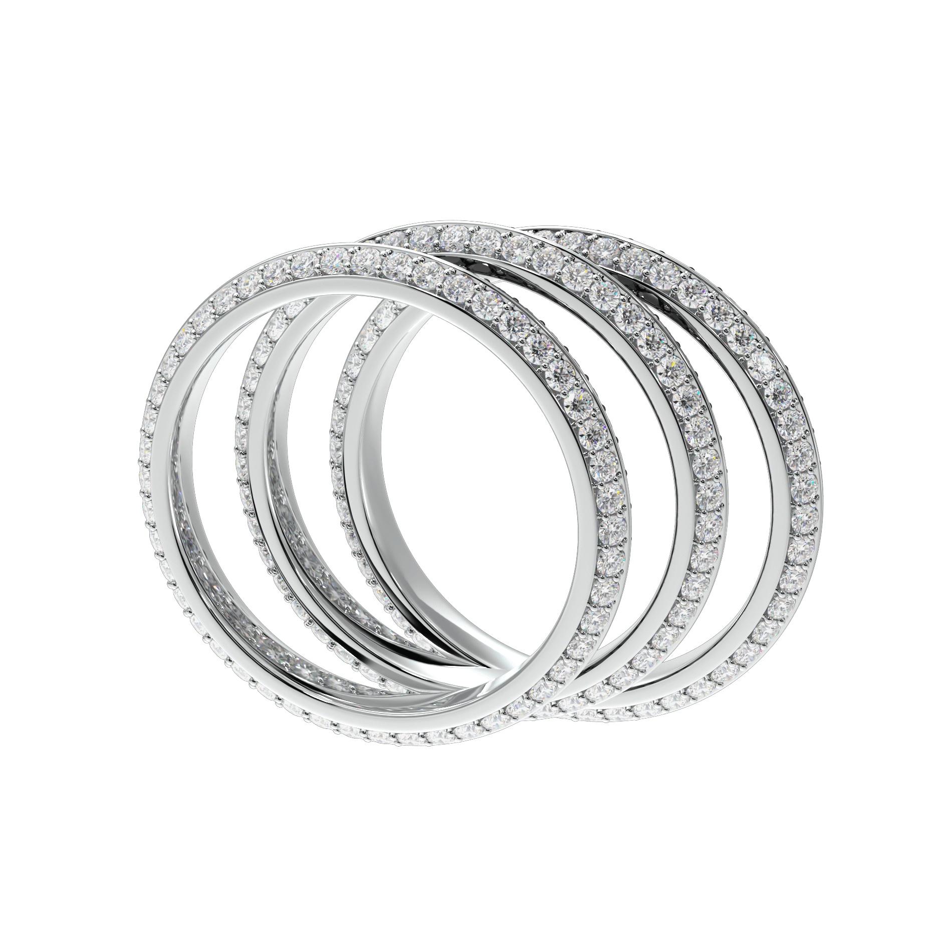 Women's or Men's Fortune Triad Ring in White Gold with White & Black Diamonds For Sale