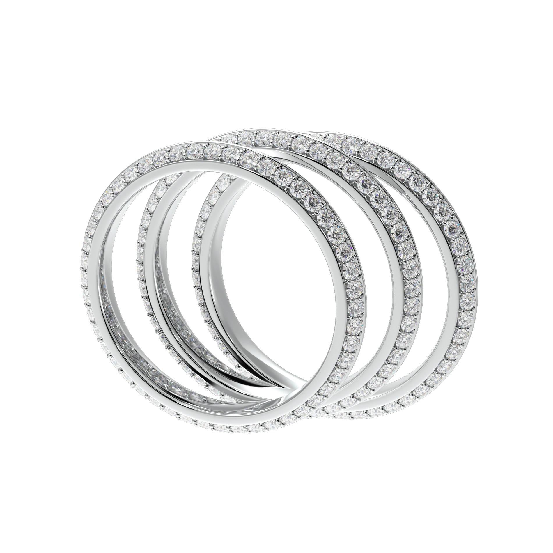 Fortune Triad Ring in White Gold with White Diamonds In New Condition For Sale In London, GB