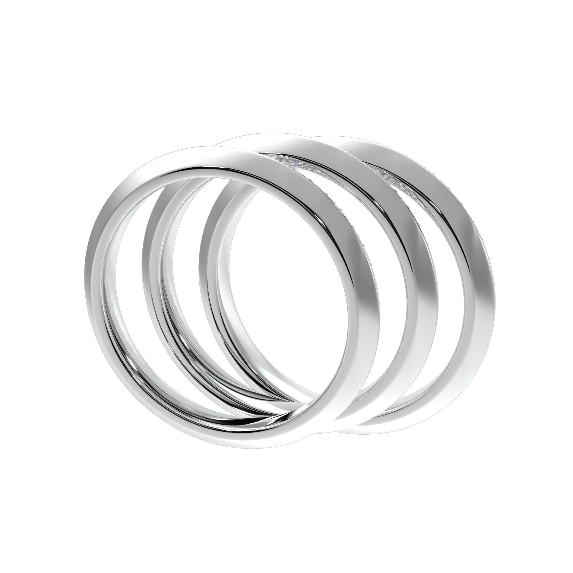 Women's or Men's Fortune Triad Ring in White Gold with White Diamonds For Sale
