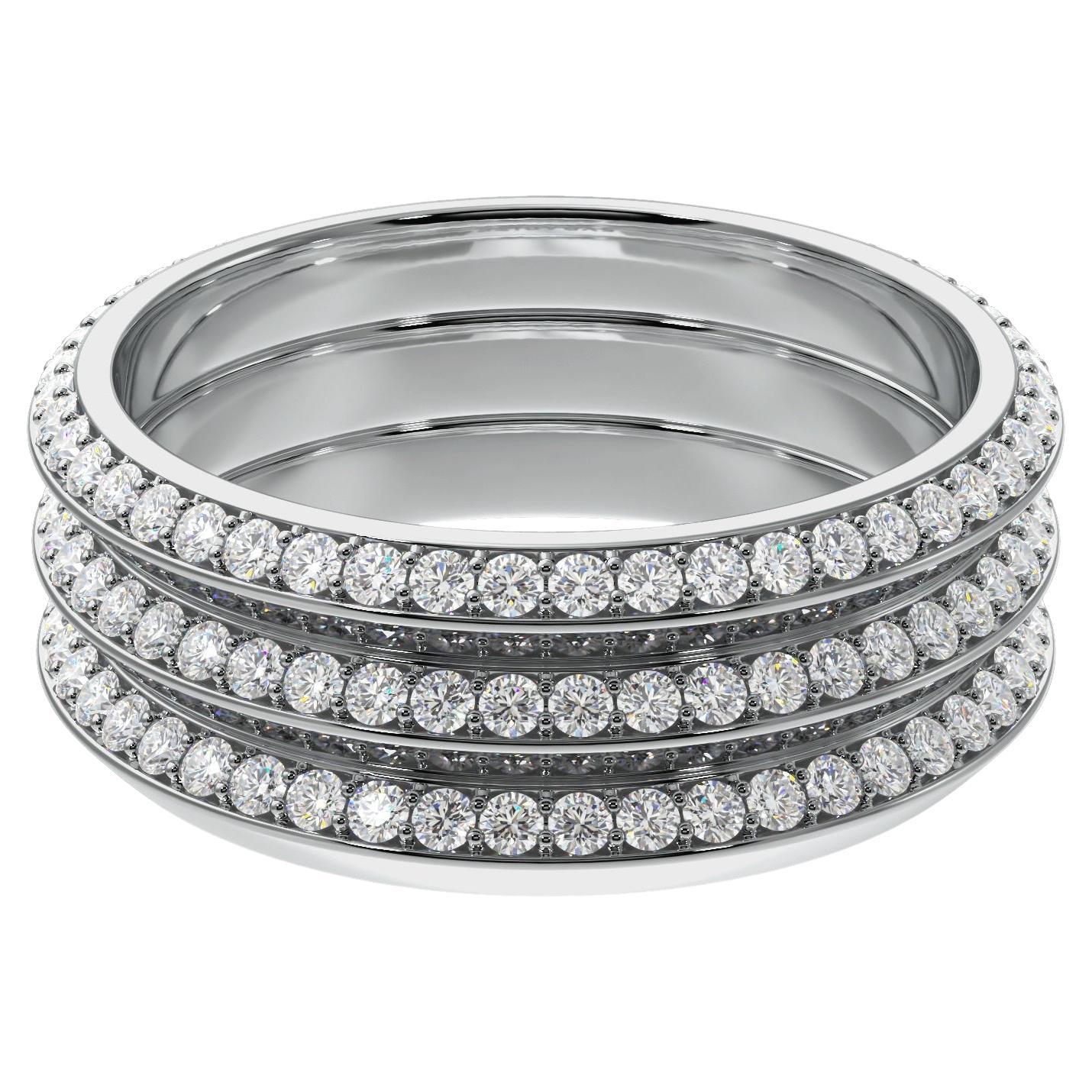 Fortune Triad Ring in White Gold with White Diamonds