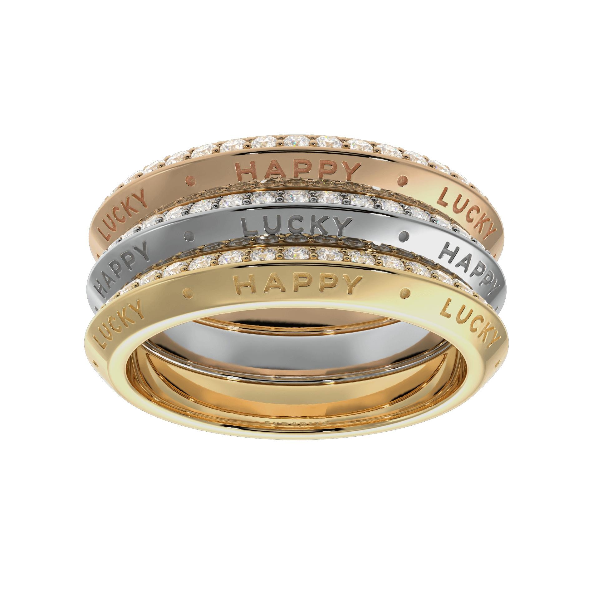 Refined and modern, the Triad ring from the Fortune collection. The brilliance of the diamonds is doubled by reflecting the polished mirror settings of the rings. Our Triad, refined in shape, has a special feature within – this is a movable