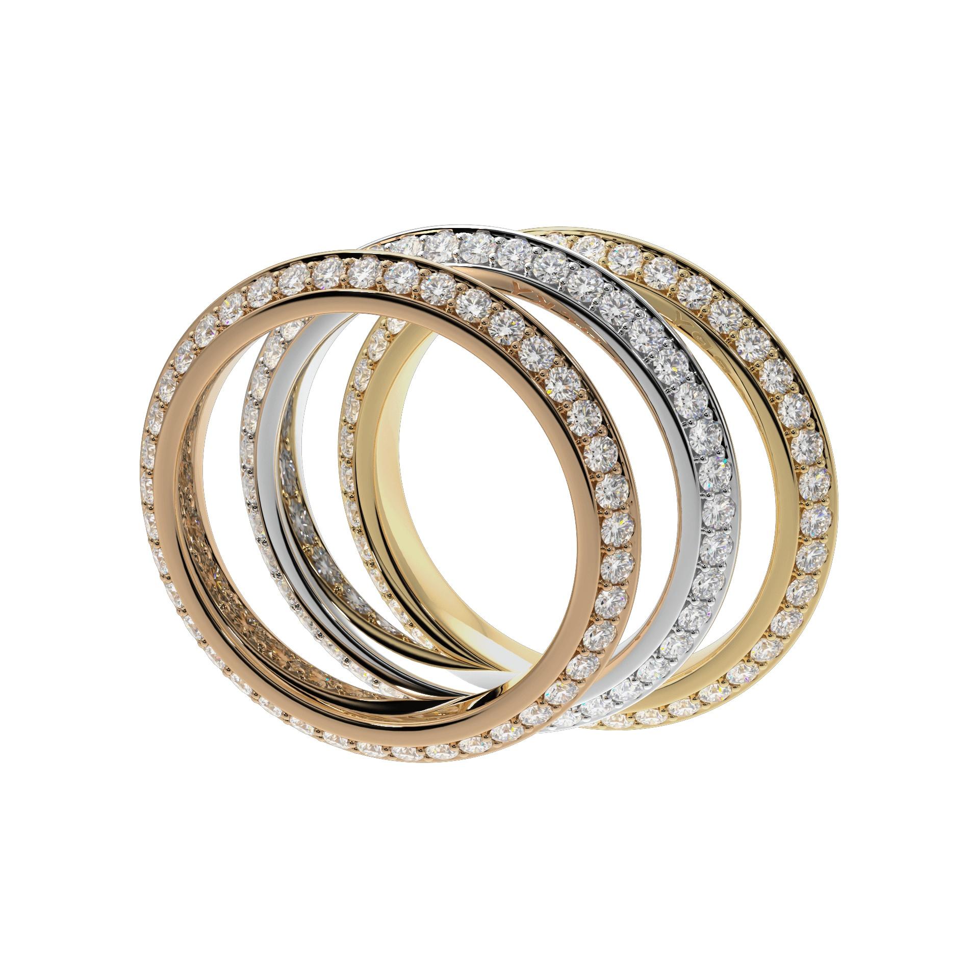 Fortune Triad Ring with White Diamonds In New Condition For Sale In London, GB