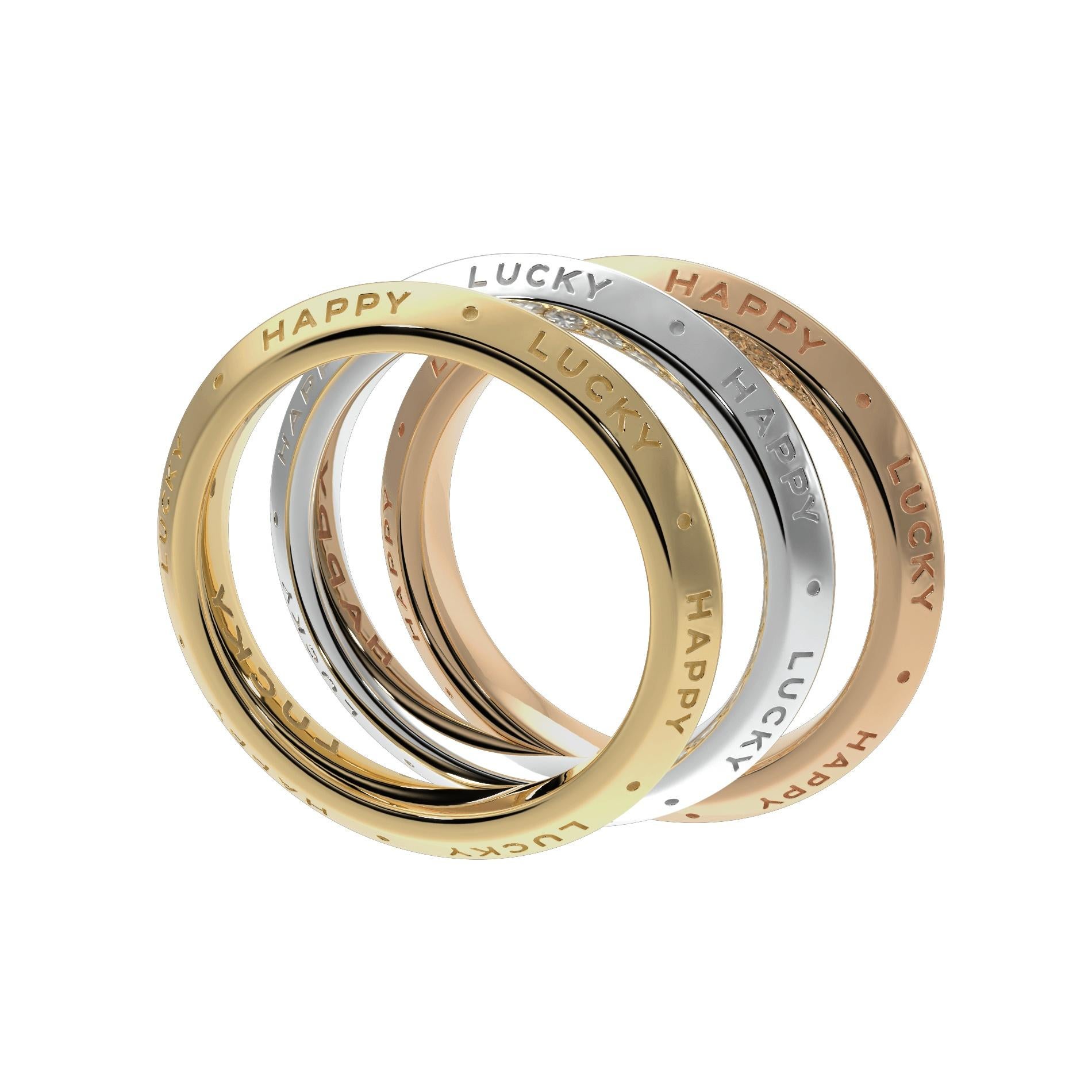 Women's or Men's Fortune Triad Ring with White Diamonds For Sale
