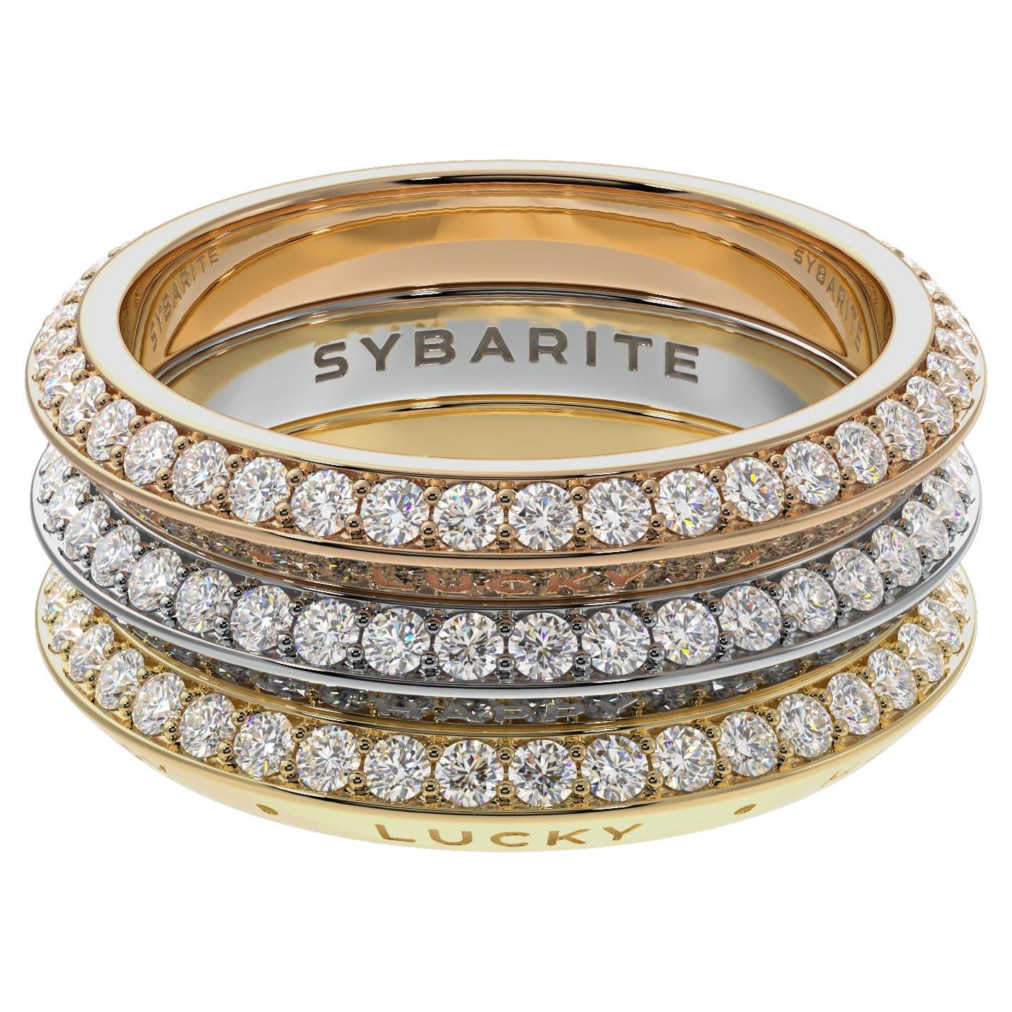 Triad Ring Transforming Gold & Diamond Ring Symbolizing Past, Present & Future For Sale