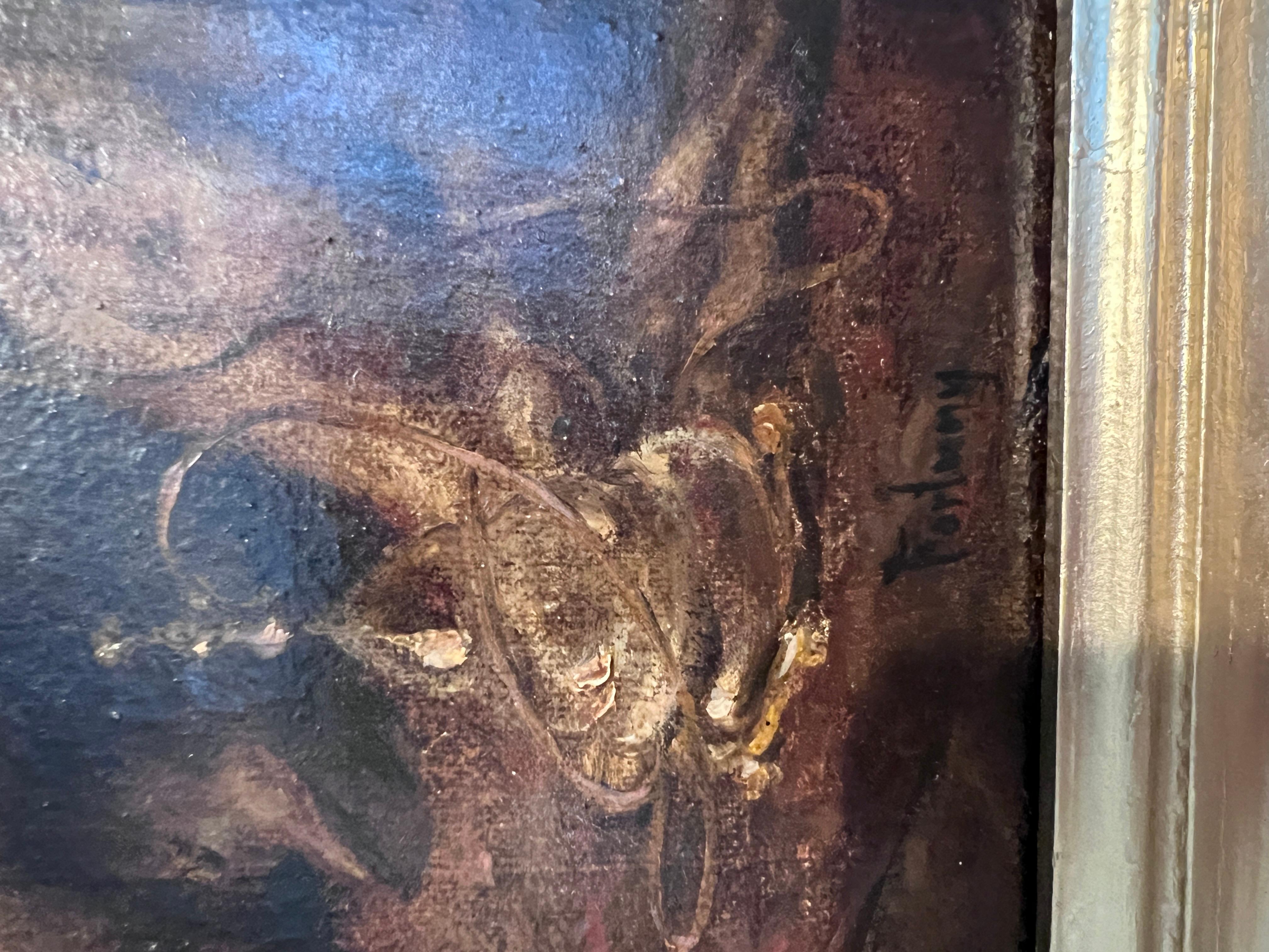 Artista italiano Fortuny Antigua pintura al óleo sobre lienzo del s. XIX, Escena de género en venta 2