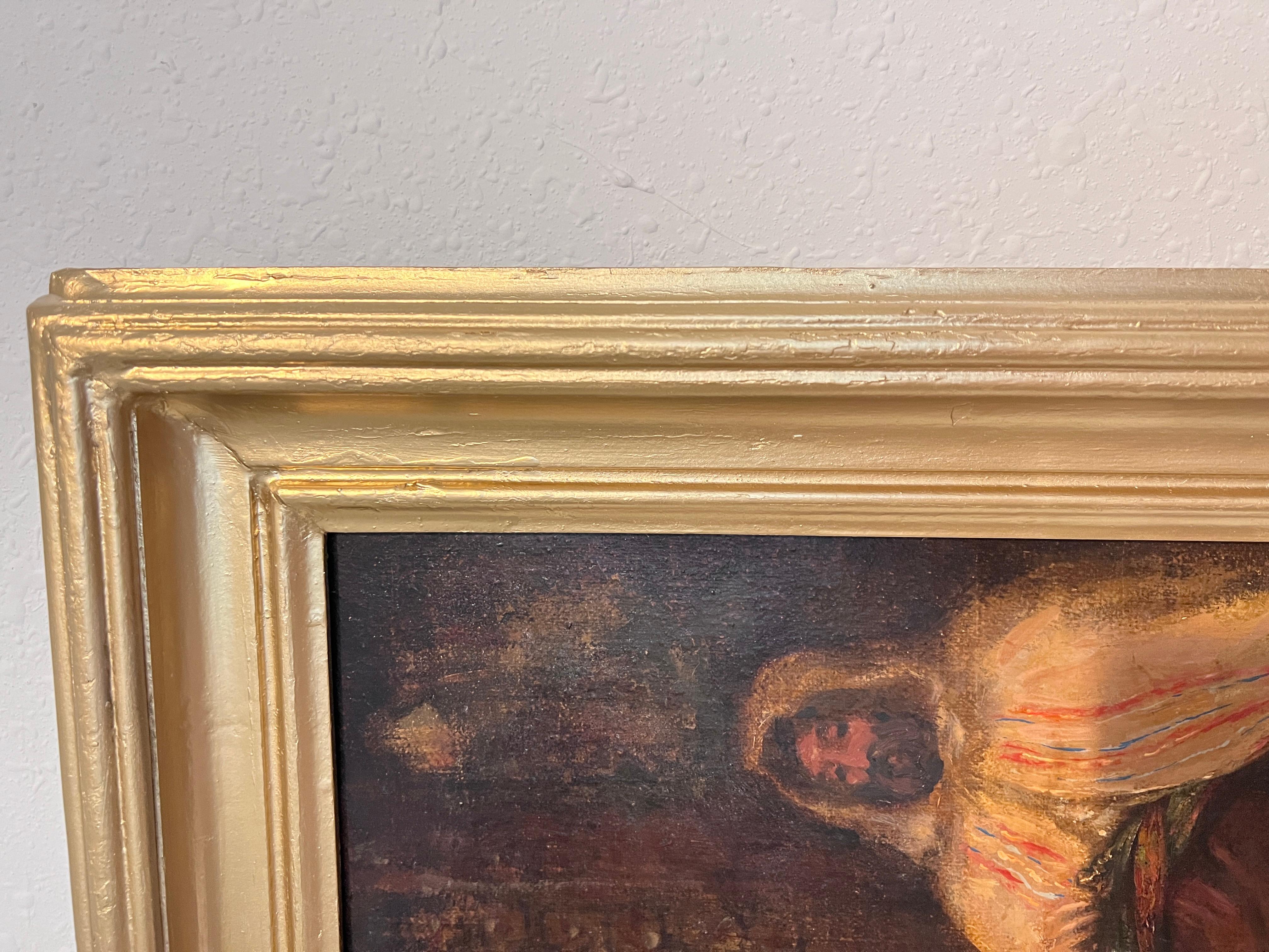 Artista italiano Fortuny Antigua pintura al óleo sobre lienzo del s. XIX, Escena de género en venta 5