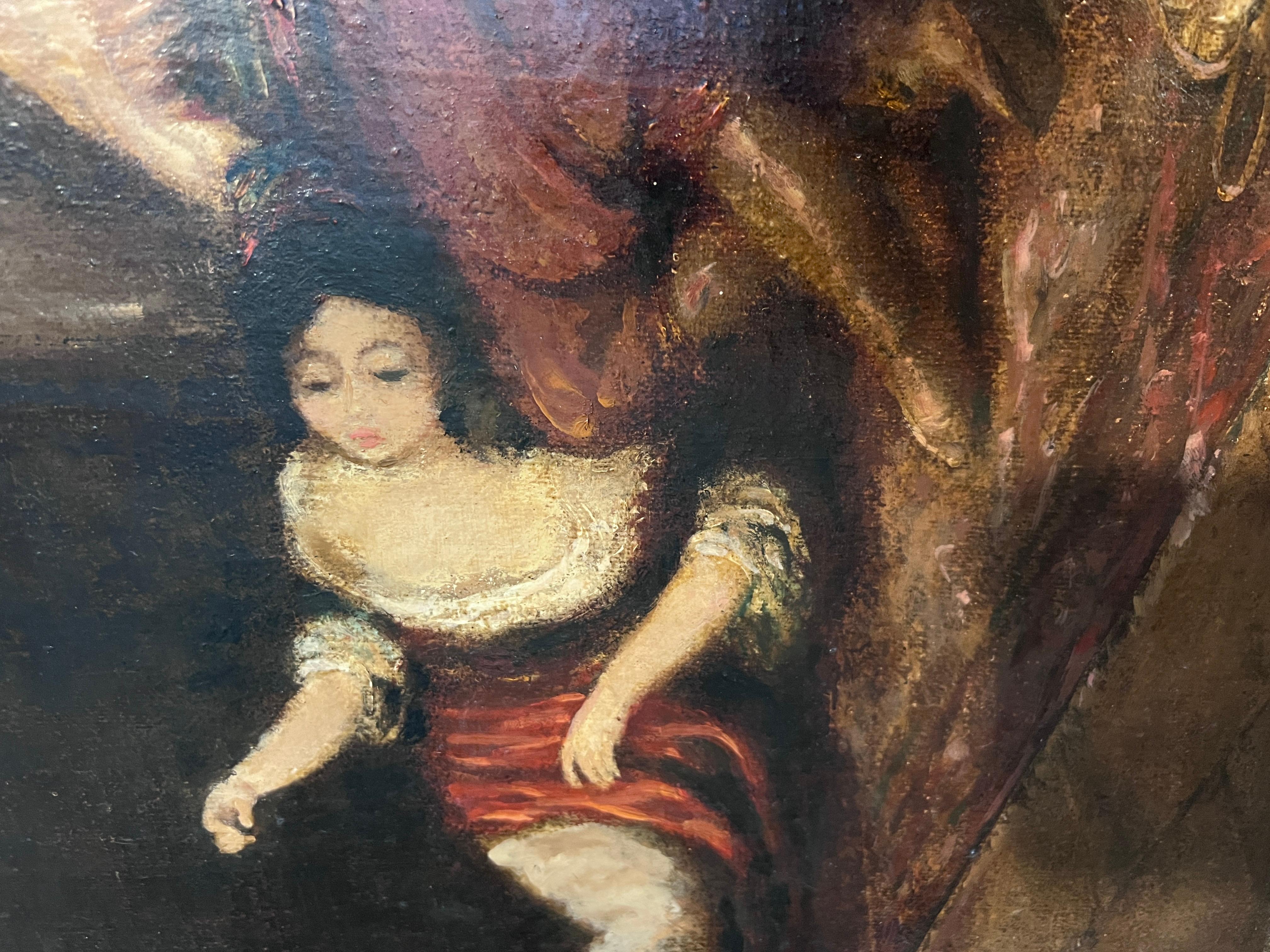 Artista italiano Fortuny Antigua pintura al óleo sobre lienzo del s. XIX, Escena de género en venta 6