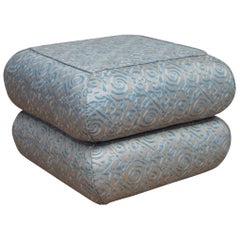 Fortuny Blue and Silvery Gold Ottoman