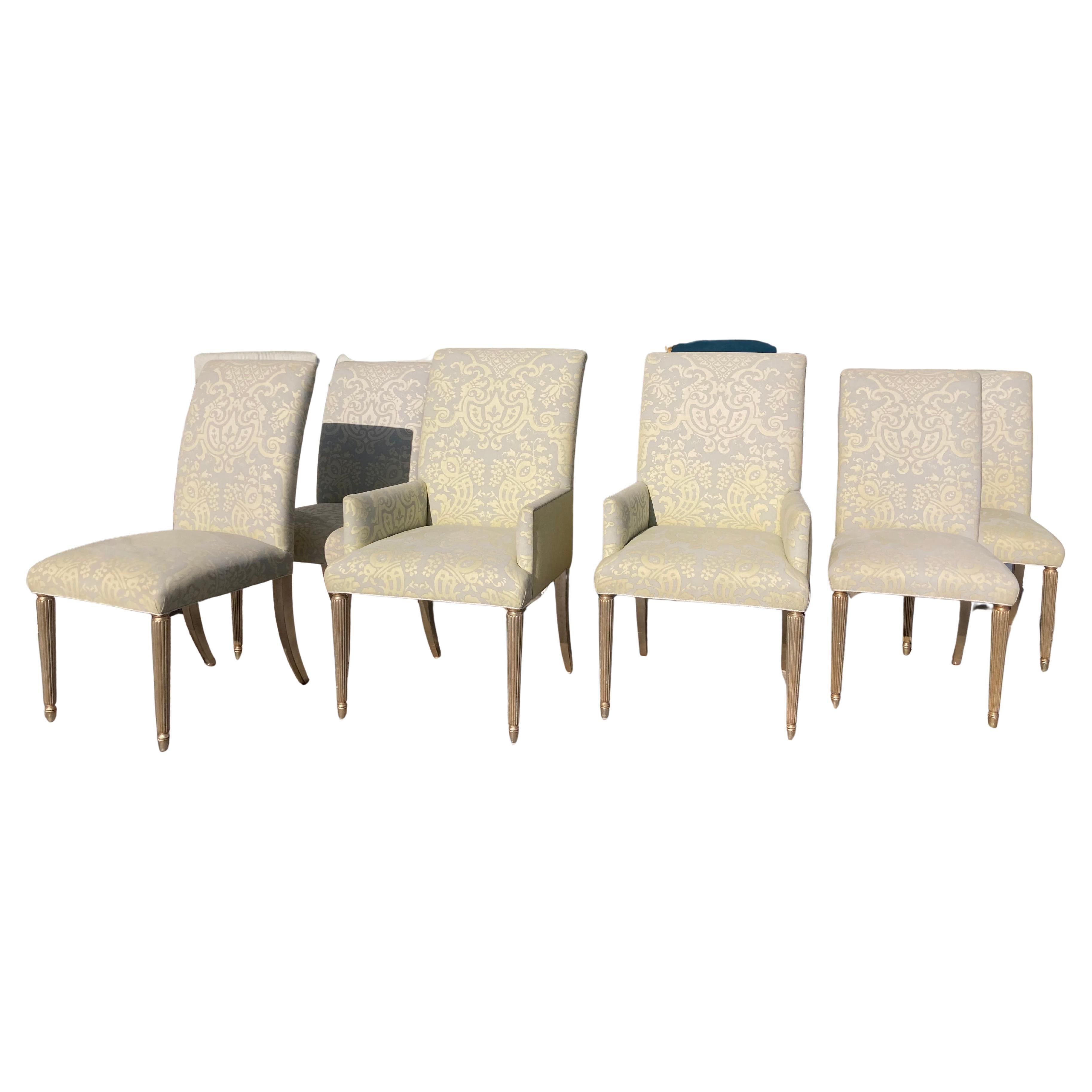 Fortuny Dining Chairs with Silver Leaf Finish - Set of 6 For Sale
