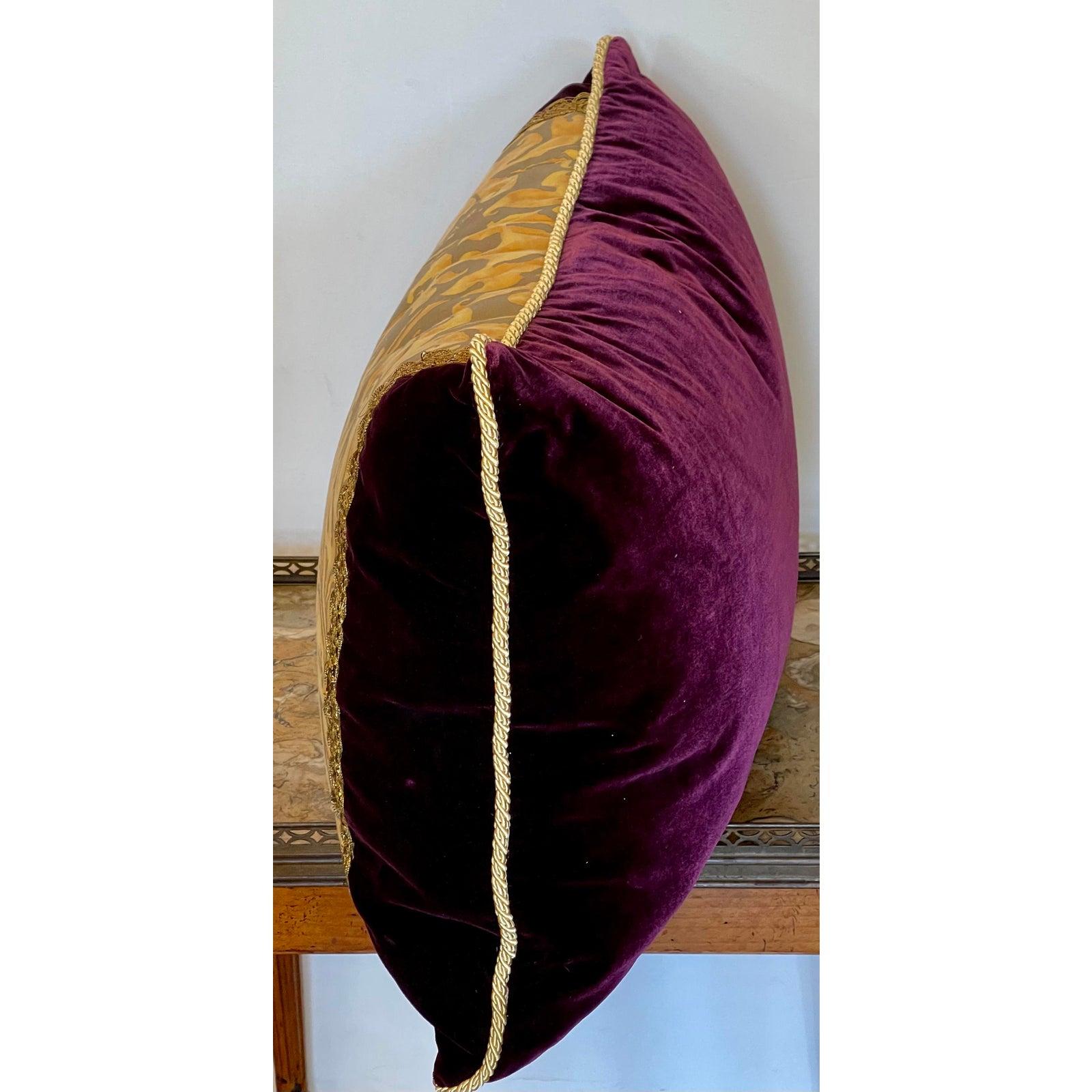 Contemporary Fortuny Down Filled Silk Velvet Throw Pillow For Sale
