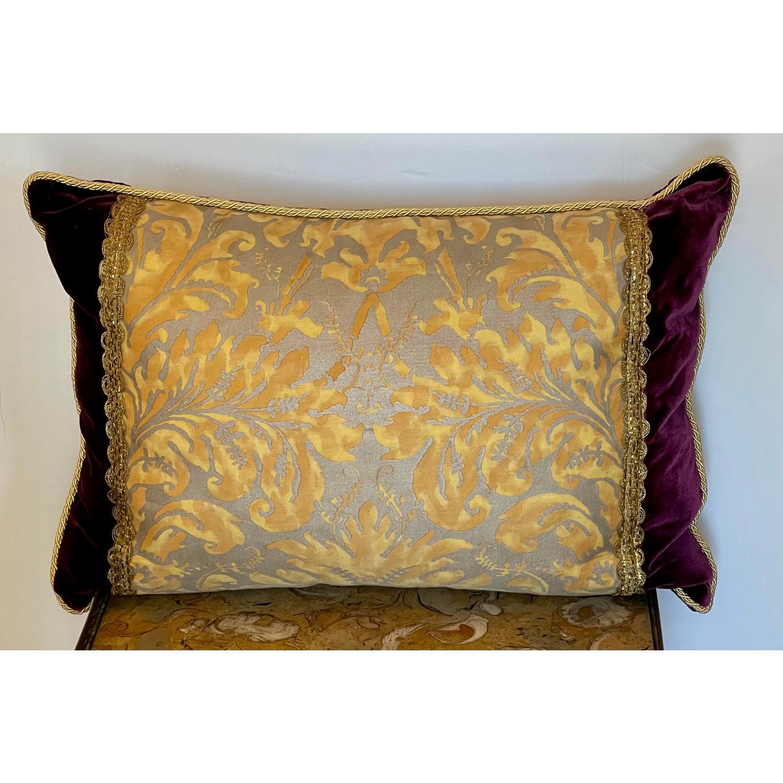 Fortuny Down Filled Silk Velvet Throw Pillow For Sale 1