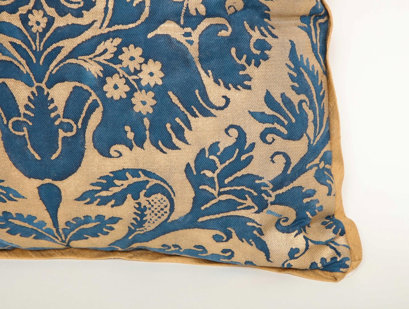 Cotton Fortuny Fabric Cushion in the DeMedici Pattern