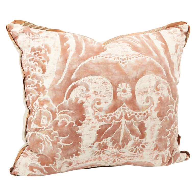 Fortuny Fabric Cushion in the Glicine Pattern, Newly Made with Vintage Fabric For Sale
