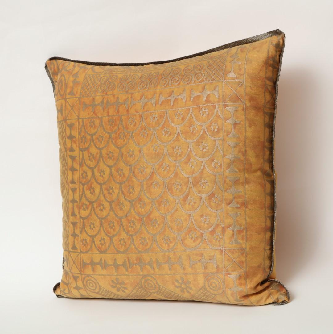 Contemporary Fortuny Fabric Cushions in the Ashanti Pattern