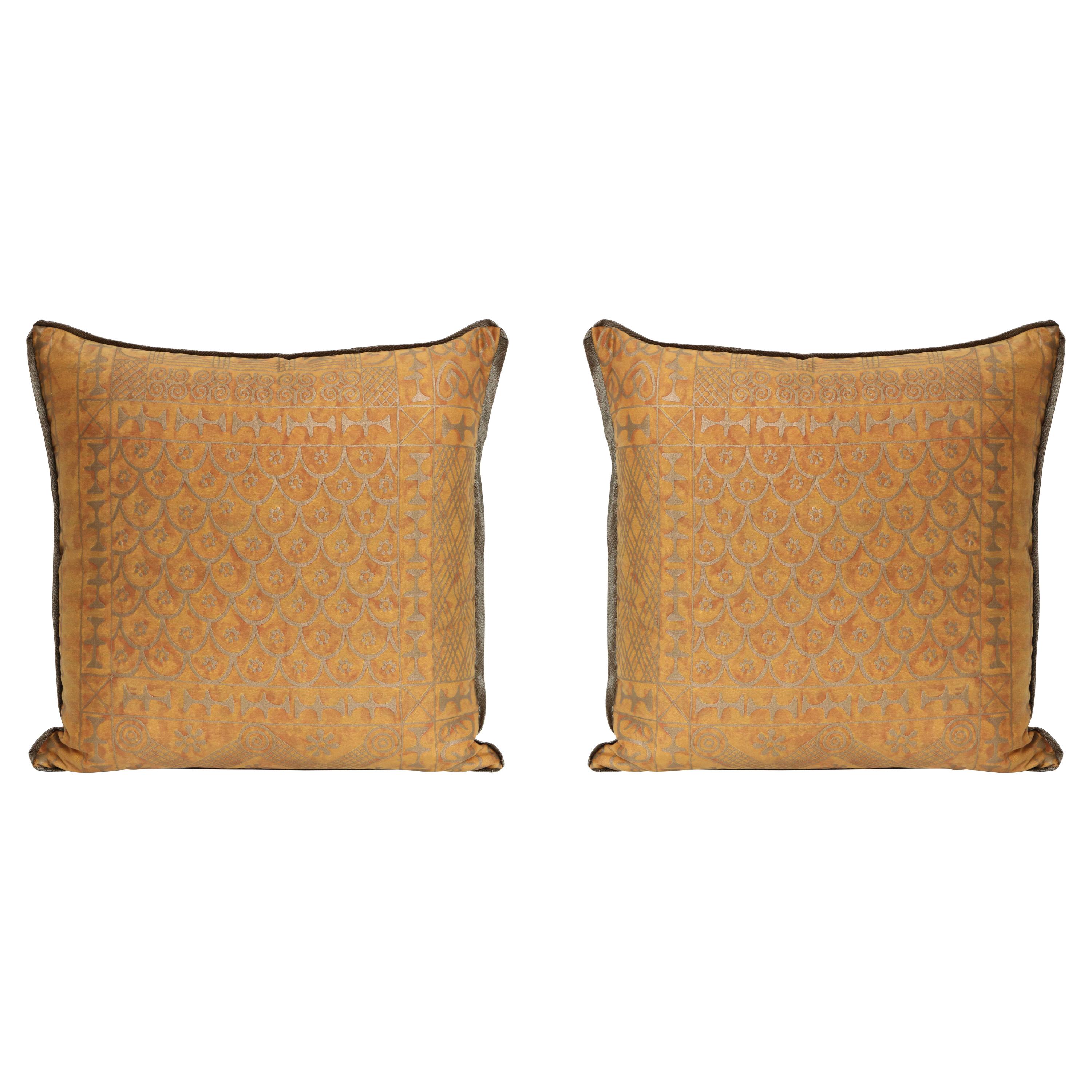 Fortuny Fabric Cushions in the Ashanti Pattern