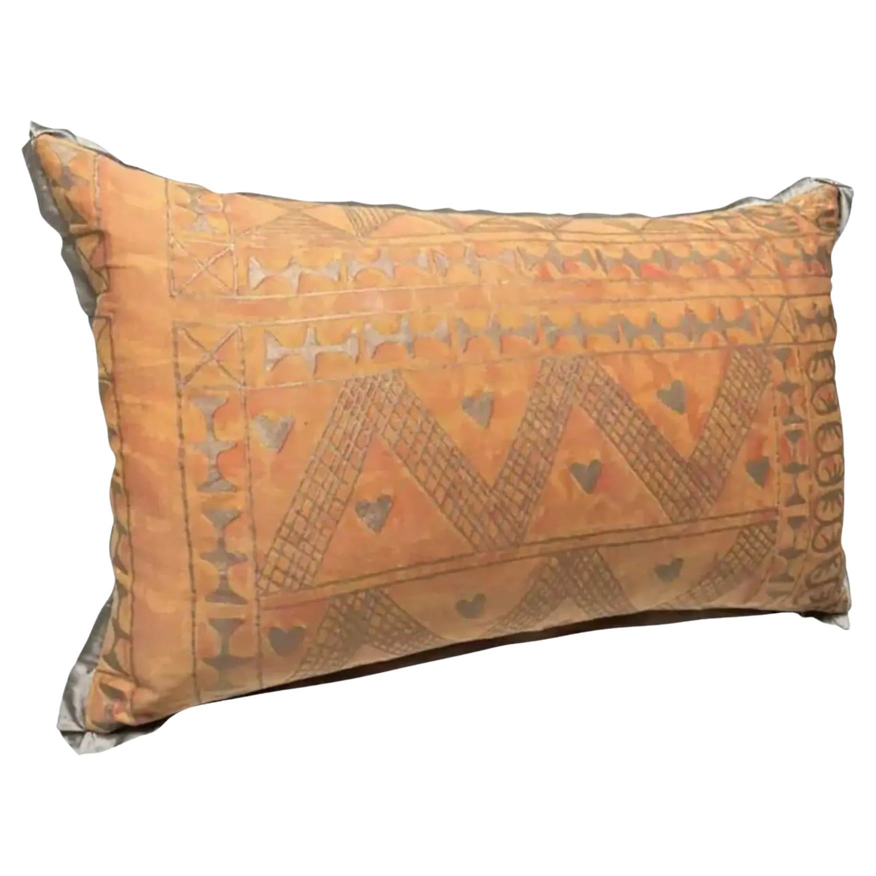 Fortuny Fabric Designer Pillow Cushion in the Ashanti Pattern For Sale
