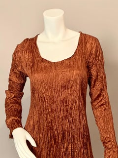 Fortuny Inspired Pleated Copper Silk Evening Dress