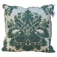 Fortuny Italian Green Hand Printed Down Filled Feather Pillow