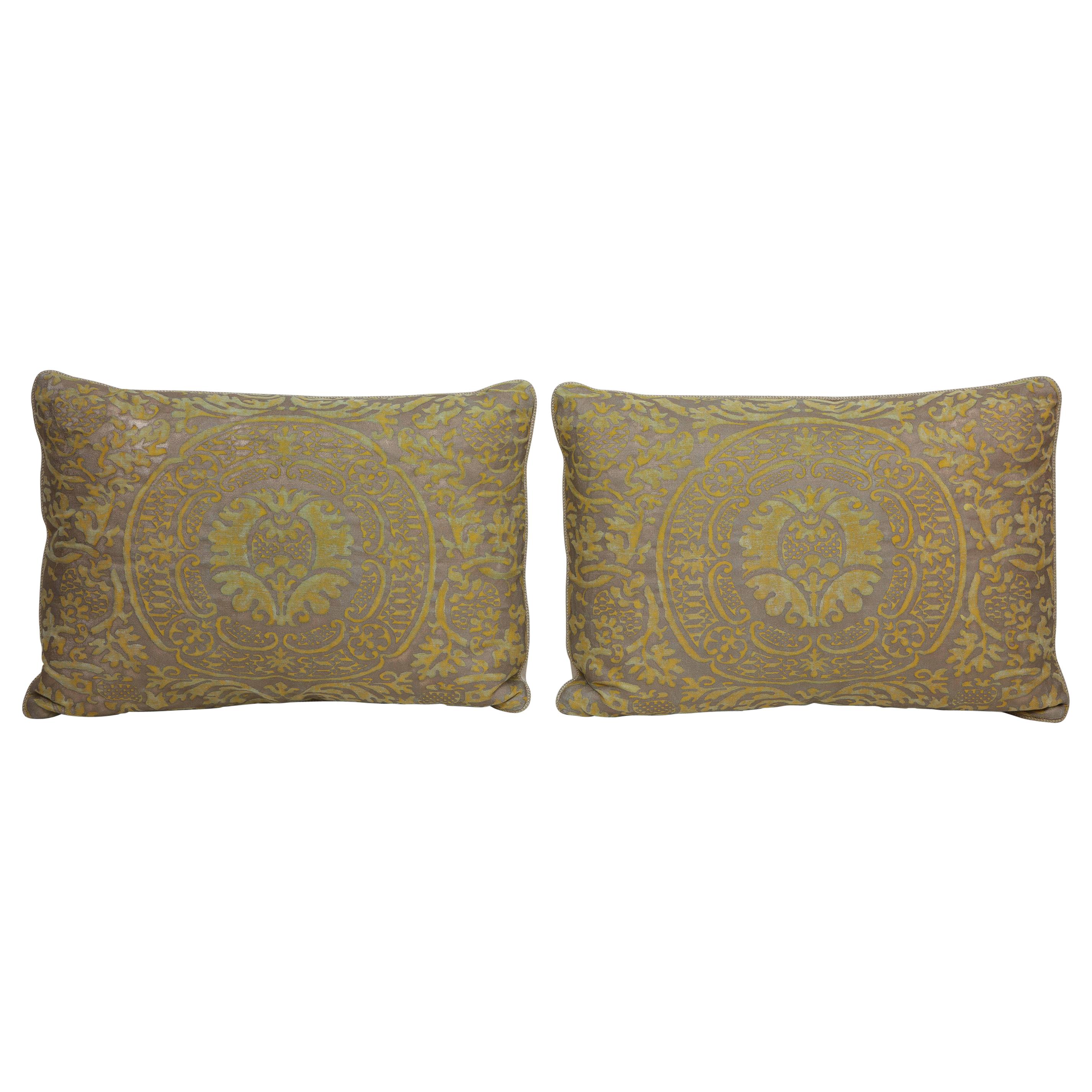Fortuny Pillow in Acid Green and Grey