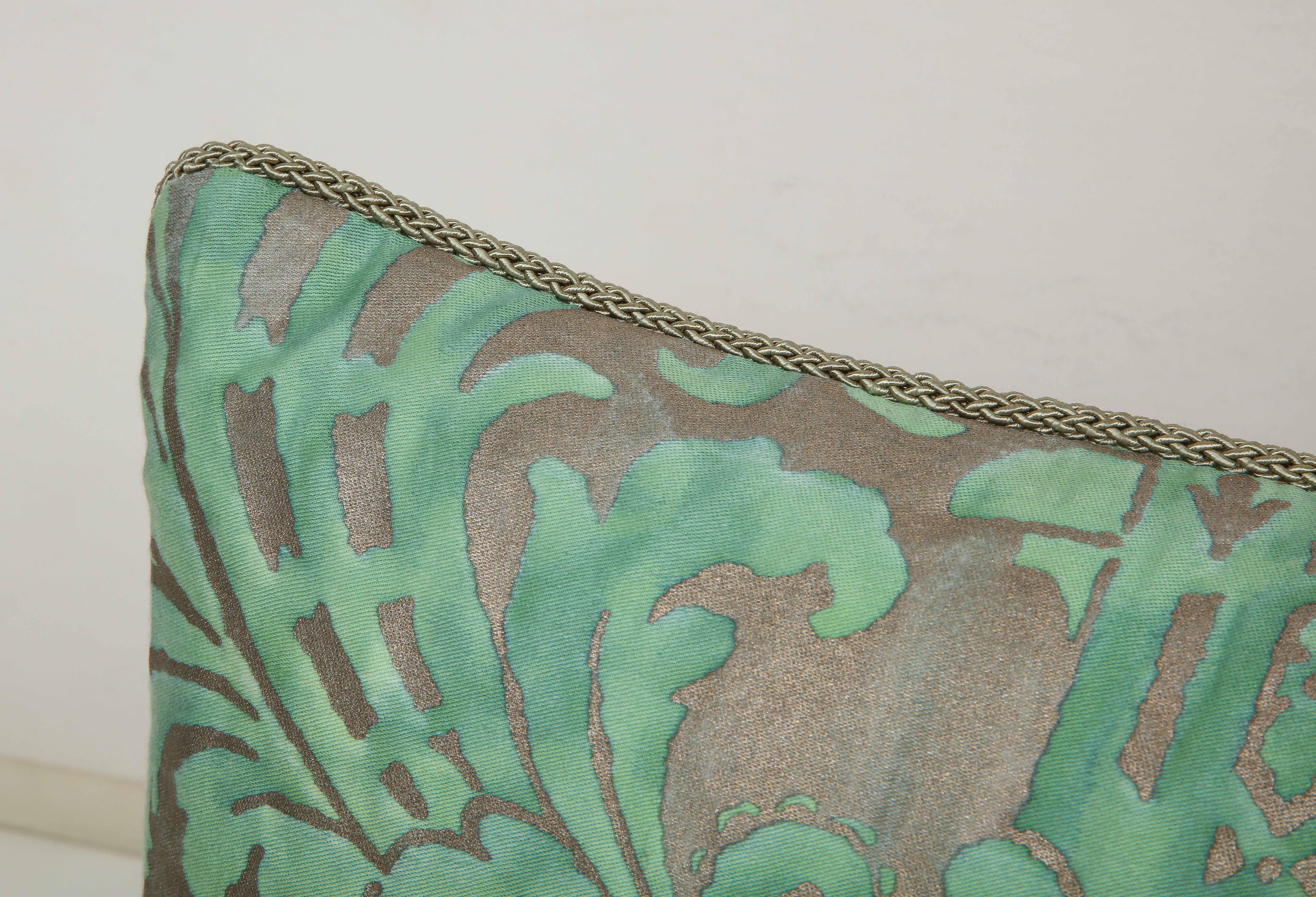 Contemporary Fortuny Pillow in Green and Grey