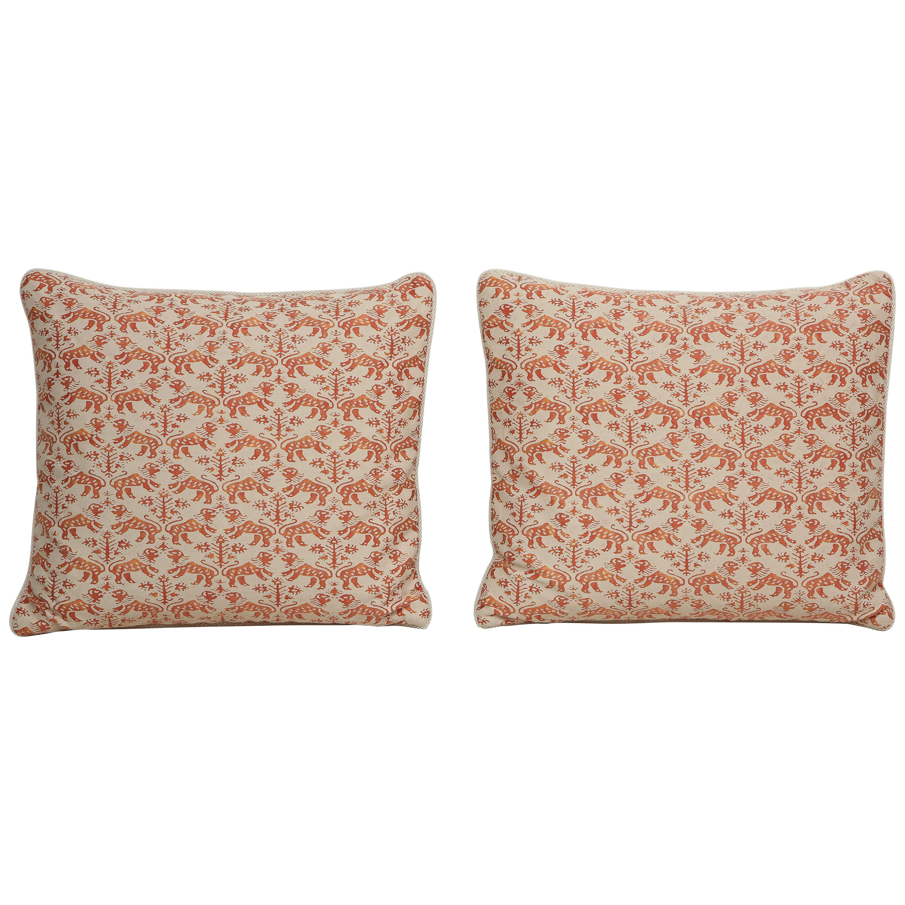 Fortuny Pillow in Orange and Cream