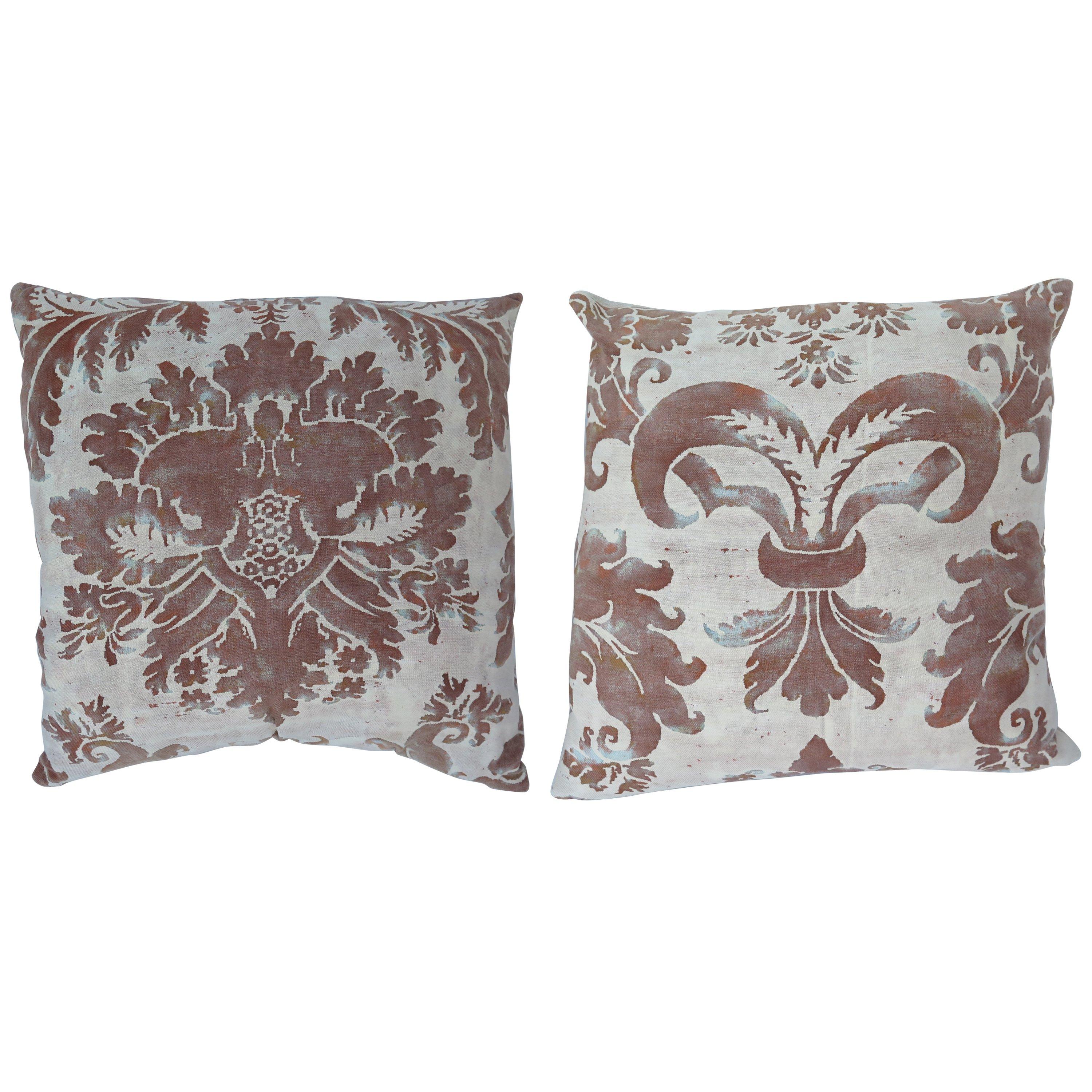 Contemporary Fortuny Pillows with vintage fabric For Sale