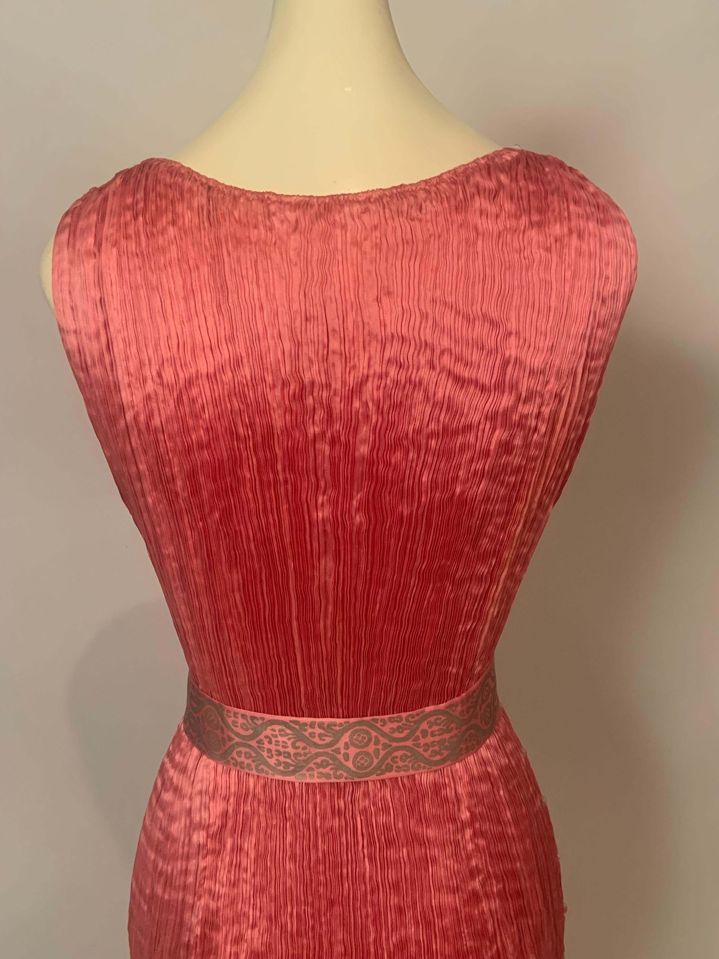 Fortuny Rose Silk Peplos Dress with Stenciled Belt and Venetian Glass Beads 7