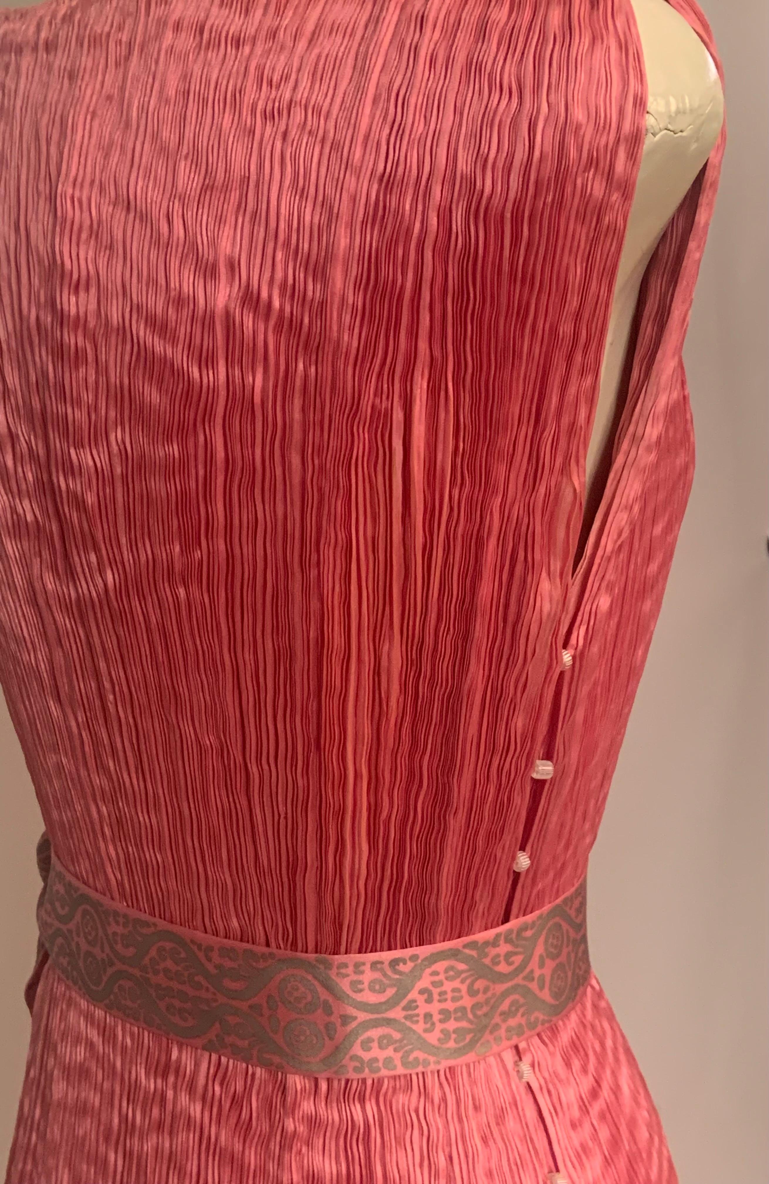 Fortuny Rose Silk Peplos Dress with Stenciled Belt and Venetian Glass Beads 11