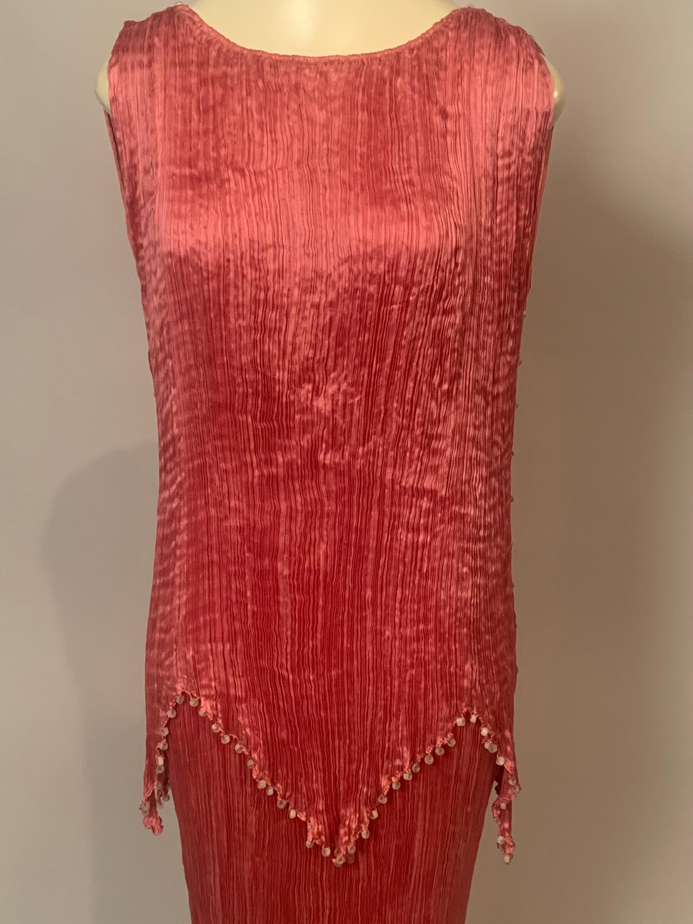 Fortuny Rose Silk Peplos Dress with Stenciled Belt and Venetian Glass Beads 13