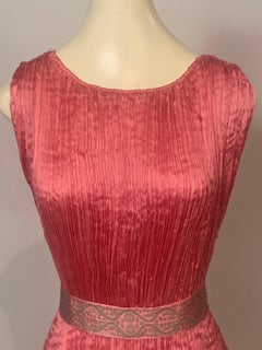 Fortuny Rose Silk Peplos Dress with Stenciled Belt and Venetian Glass Beads