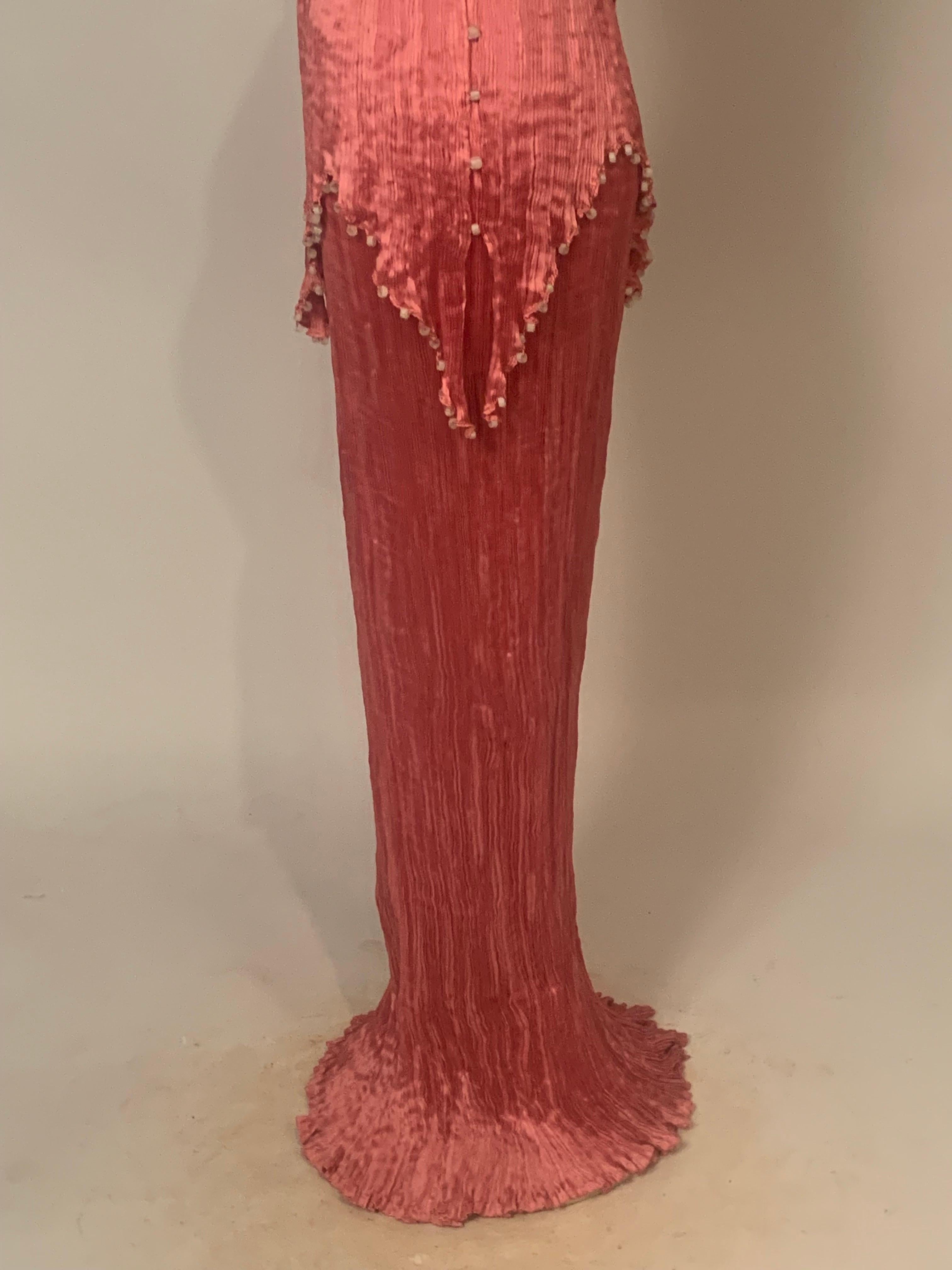 Fortuny Rose Silk Peplos Dress with Stenciled Belt and Venetian Glass Beads 3