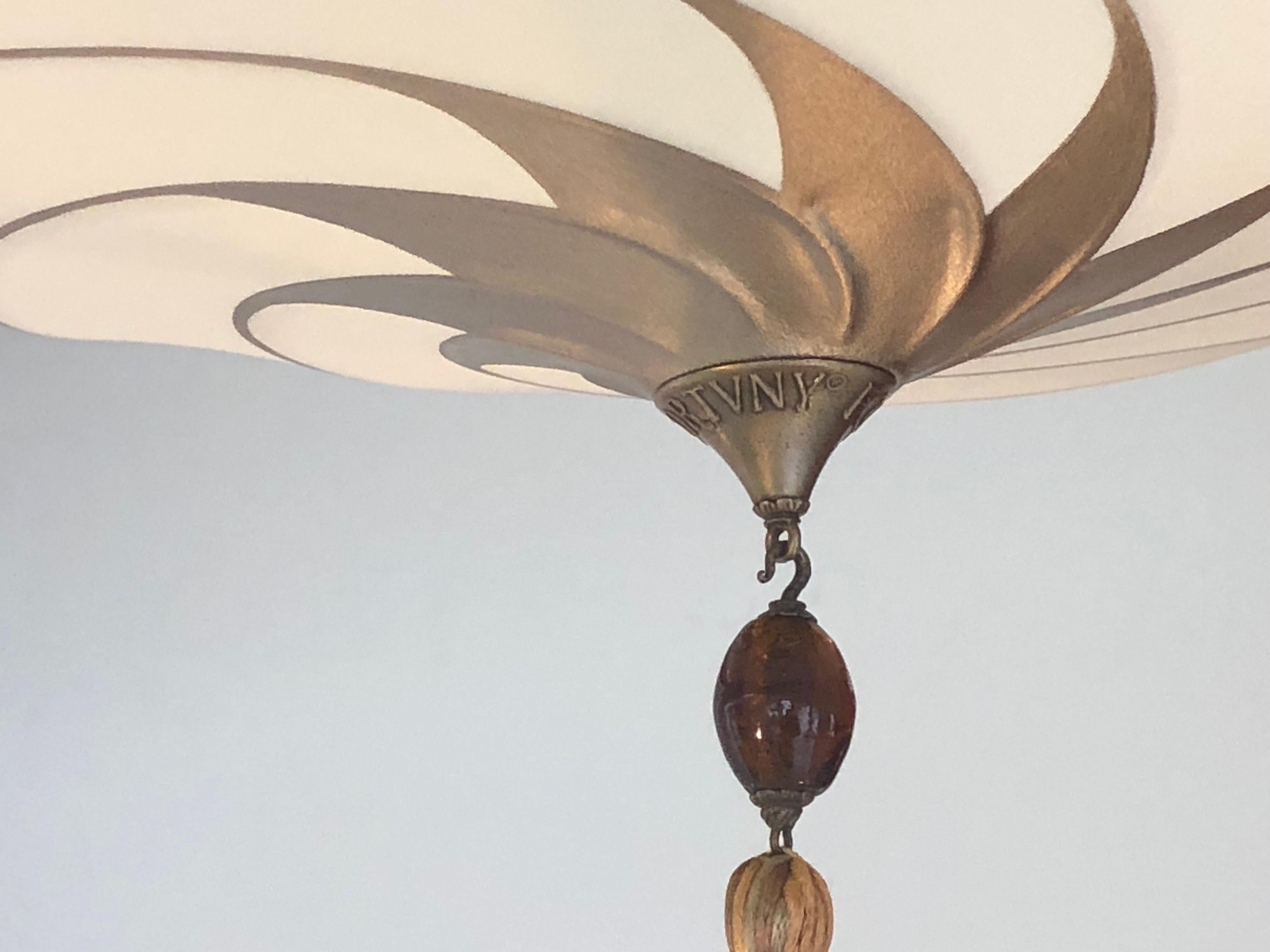 Fortuny Silk Scudo Chandelier In Good Condition In Miami, FL