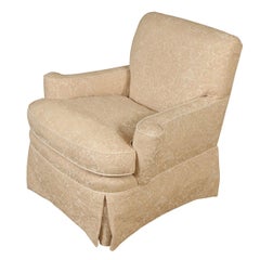 Fortuny Style Beige Damask Chair and Ottoman