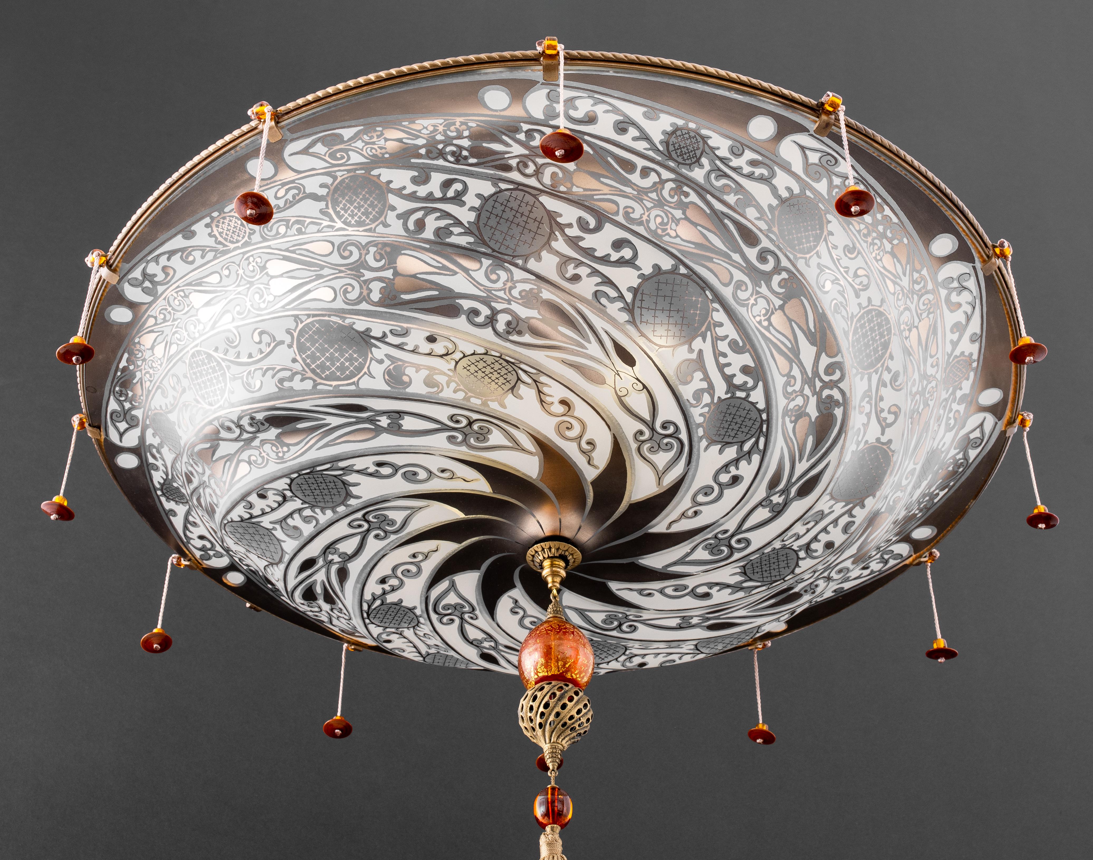 Italian Fortuny Style Murano Glass Pendant Lamp