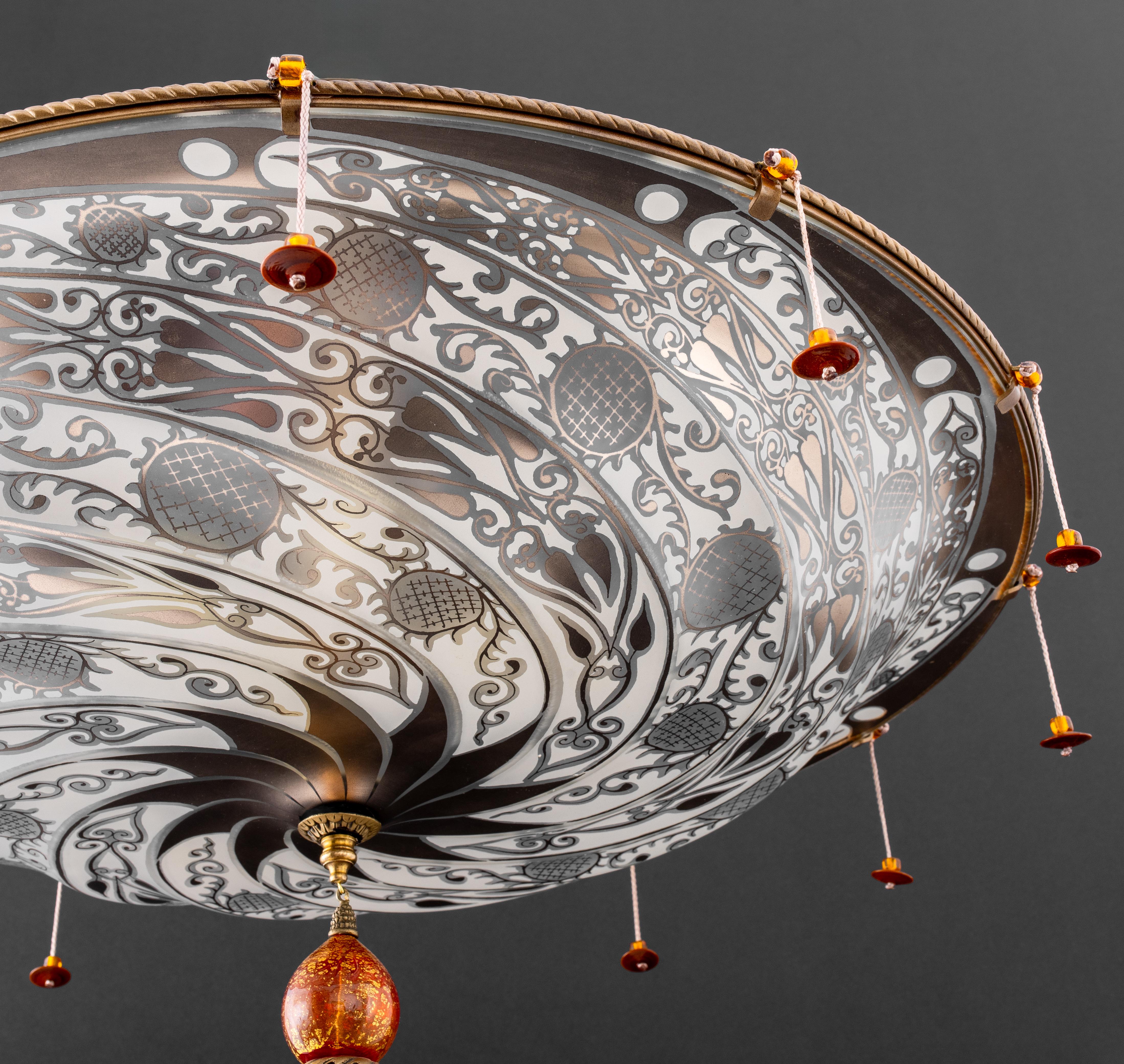 Fortuny Style Murano Glass Pendant Lamp 3